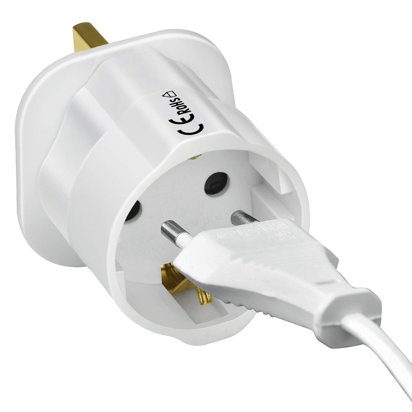 VGUARD Plug Adapter, 3 Pack EU to UK, White, for Travel from France, Italy, Spain, Germany to UK - Medaid International