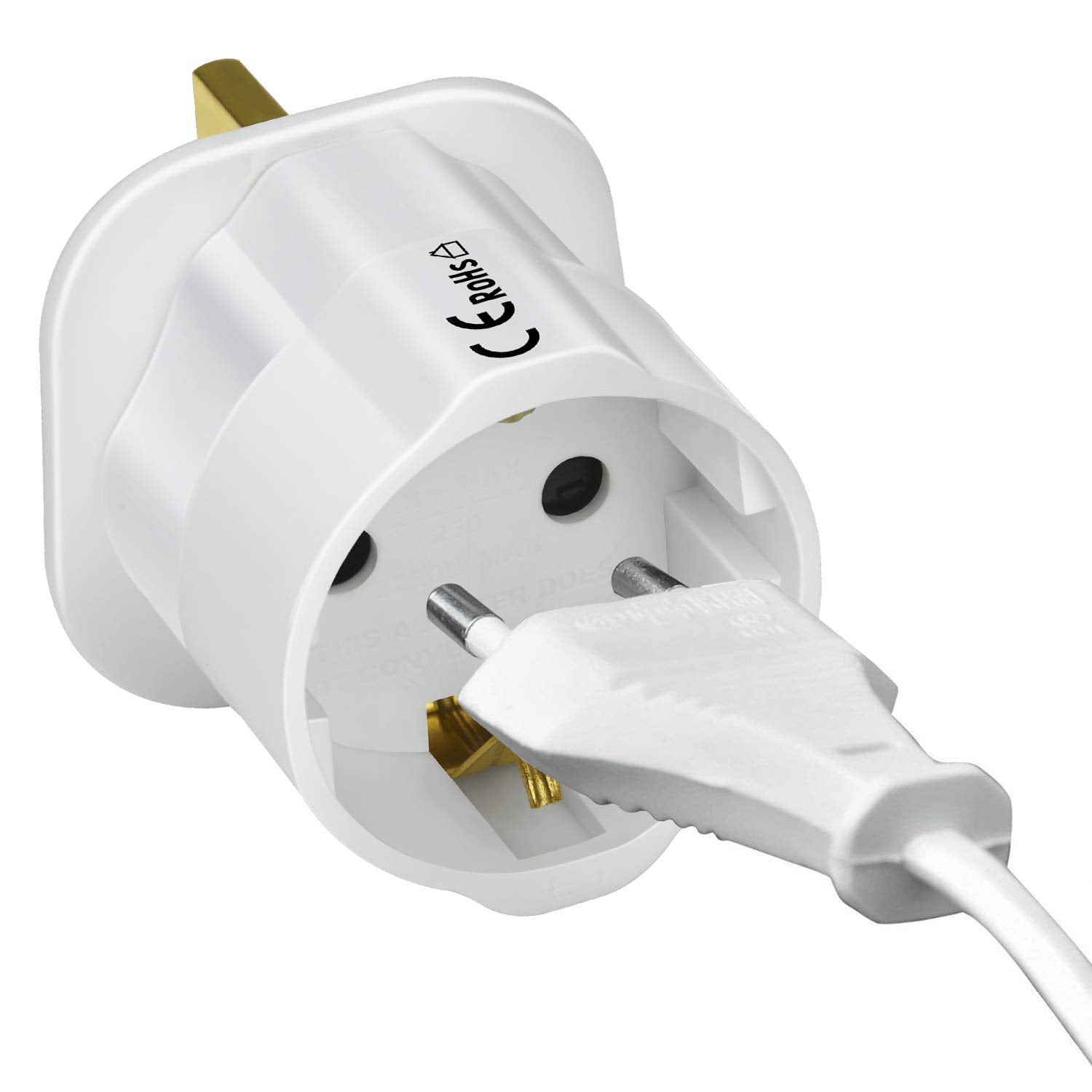 VGUARD Plug Adapter, 3 Pack EU to UK, White, for Travel from France, Italy, Spain, Germany to UK - Medaid International