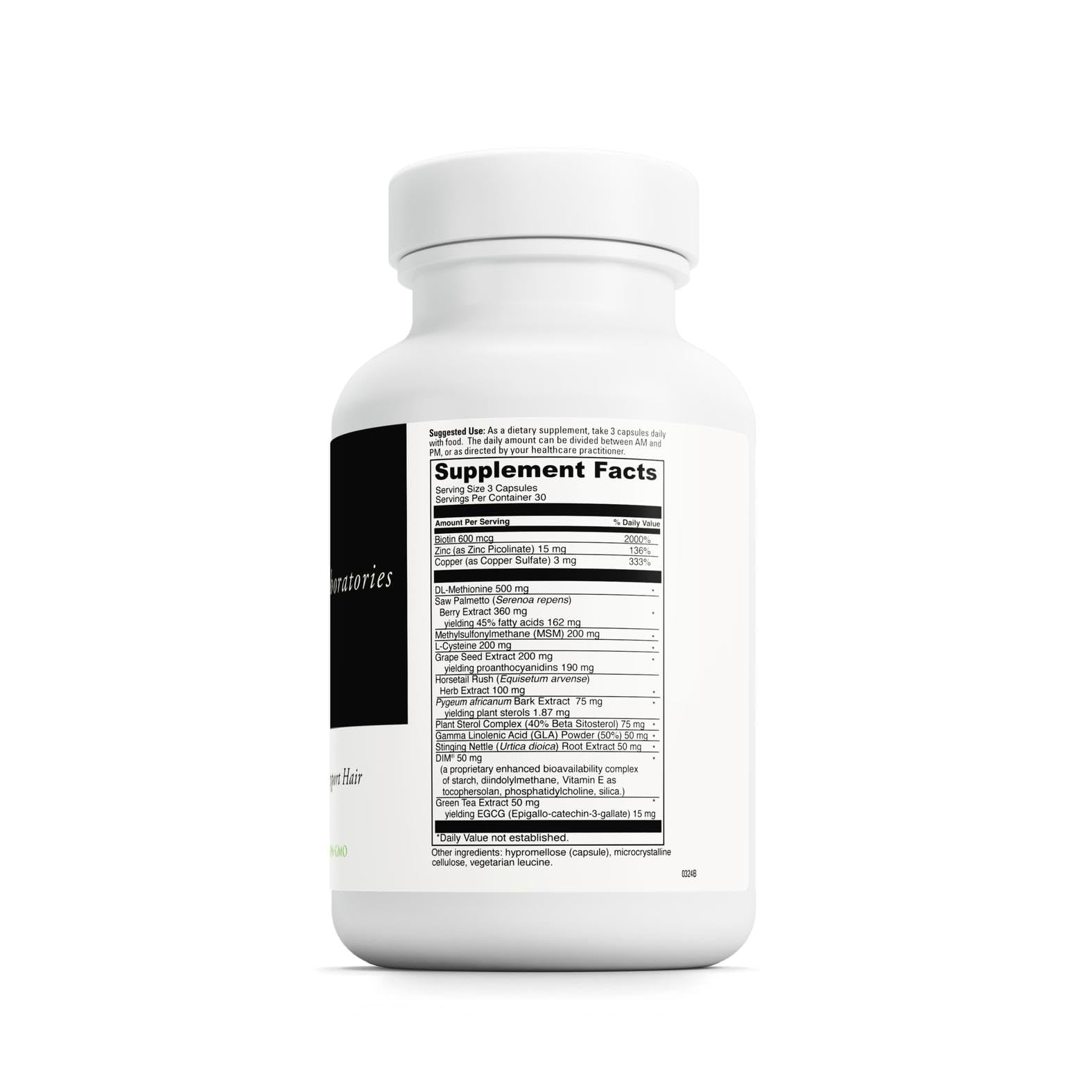 DAVINCI Labs Hair Effects - Dietary Supplement to Support Healthy Hair Growth and Skin* - with Biotin, Zinc, Copper, Saw Palmetto and Grape Seed Extract - Gluten-Free - 90 Vegetarian Capsules - Medaid International