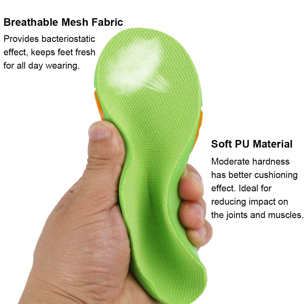 KASTWAVE Kids Orthotic Insoles - Arch Support Foam Inserts for Flat Feet & Plantar Fasciitis Relief, High Cushioning for Children (Sizes 36-39)