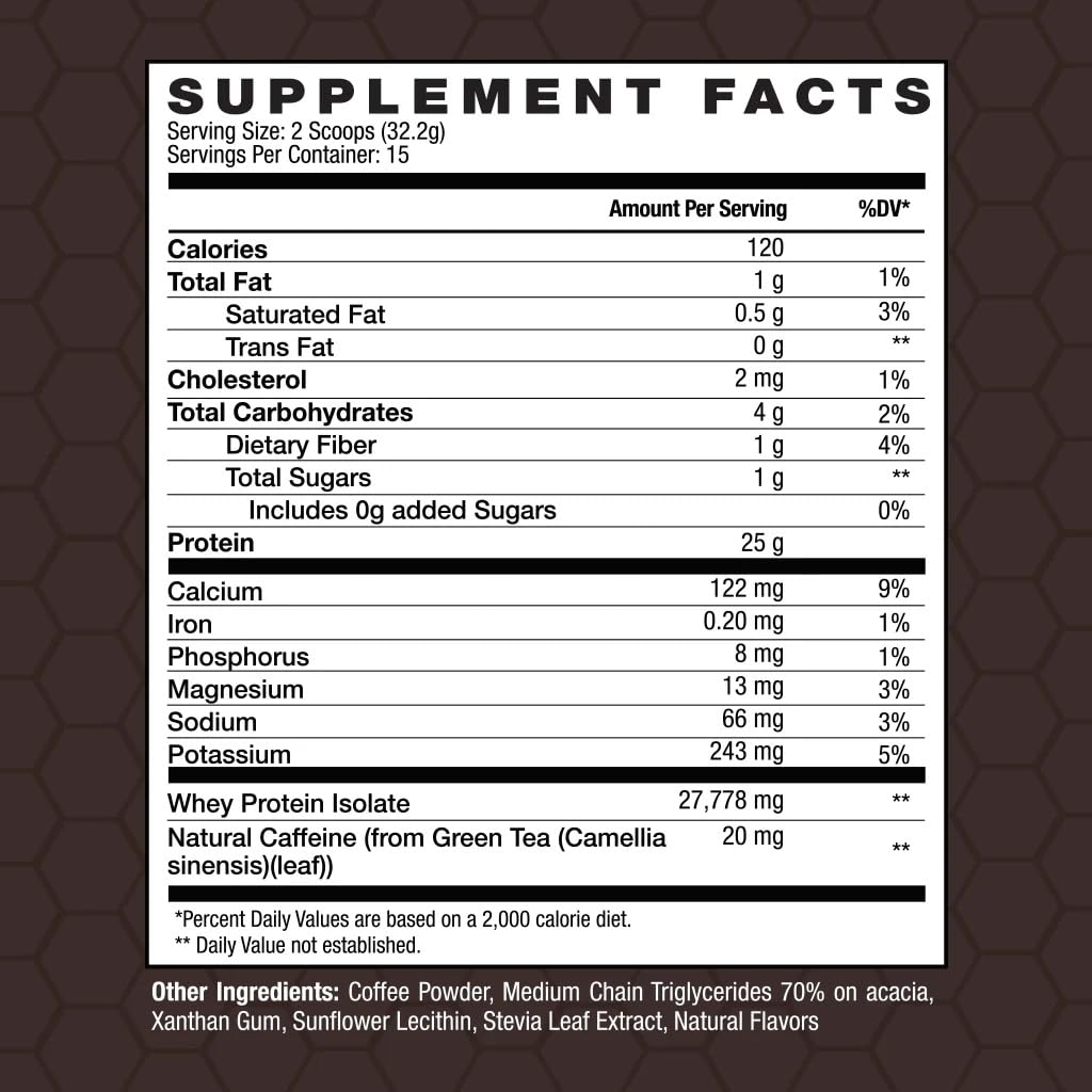 INVIGOR8 High Protein Coffee Powder 25 Grams Whey Isolate100mg Natural Green Tea Caffeine | 0 Added Sugar Keto Gluten Free 99.9% Lactose Free | Hot or Iced15 Serving 15 Servings (17 OZ, Original) - Medaid International