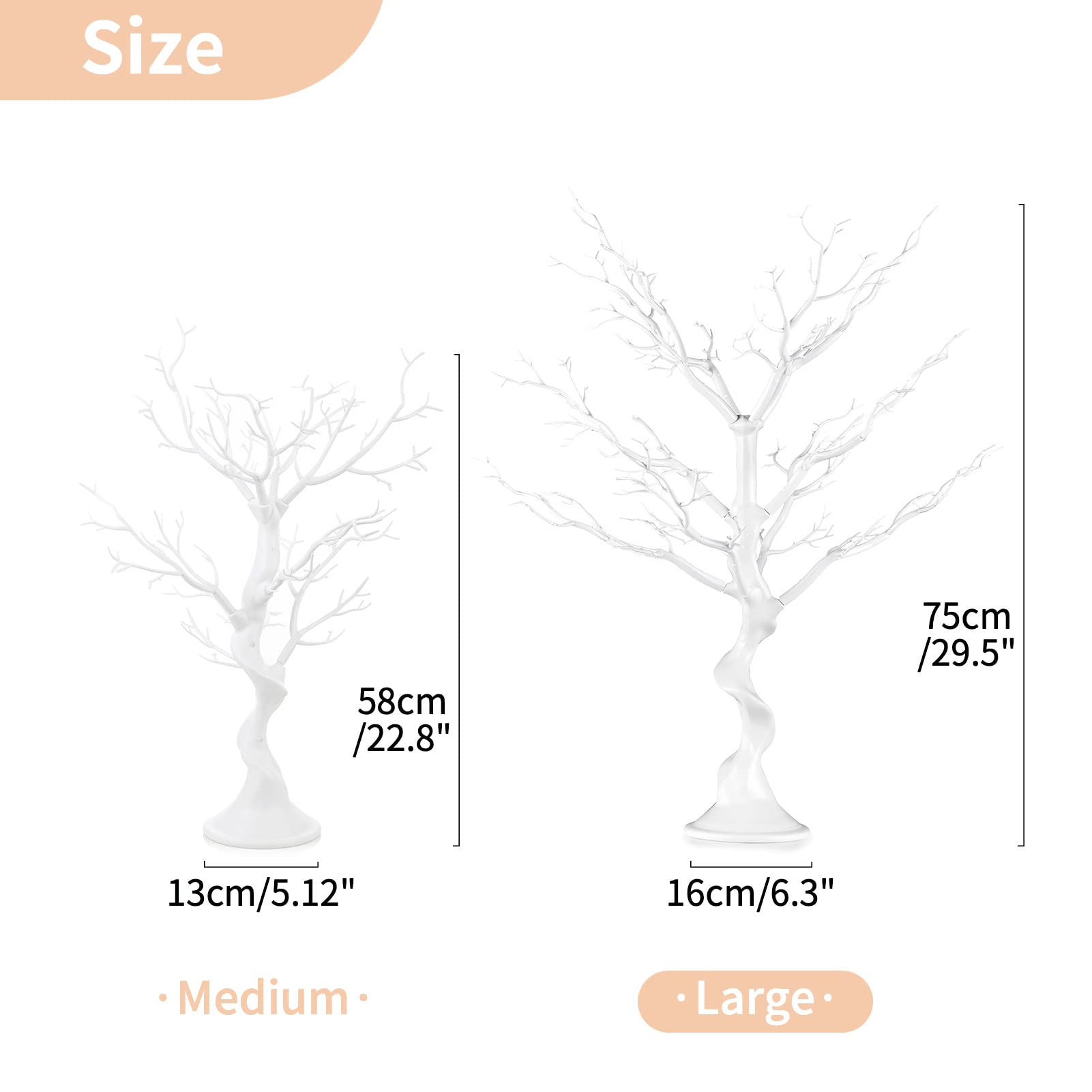 NUPTIO Artificial Tree Centerpiece, 30 inches White, Manzanita Tree Decorative Branch for Weddings, Tabletop Decoration, Ornament Display - Medaid International