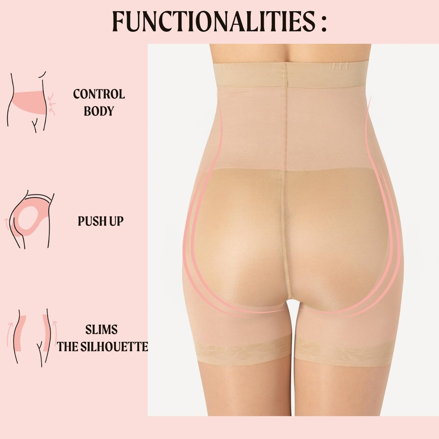 CALZITALY High Waist tights Control Top Shaping Nylons, Shaping Pantyhose, 20 Denier Sheer Shaping Tights for All Day Use (Large, Skin) - Medaid International