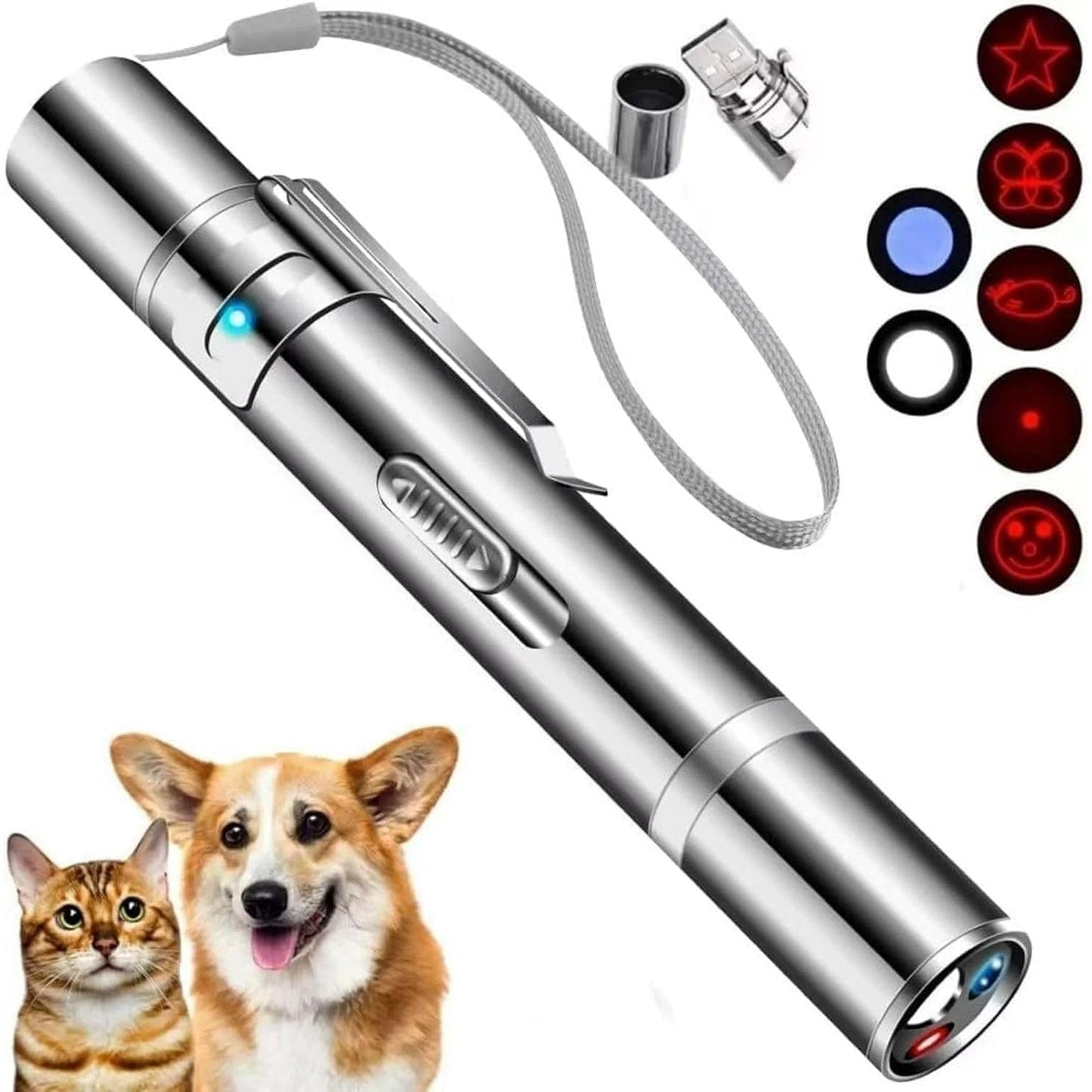 JANHER Laser Pointer, Cat Toys, Cat Laser Toy Pointer with 5 Adjustable Patterns, Dog Laser Toy, USB Recharge Laser, Long Range and 3 Modes Training Chaser Interactive Toy - Medaid International