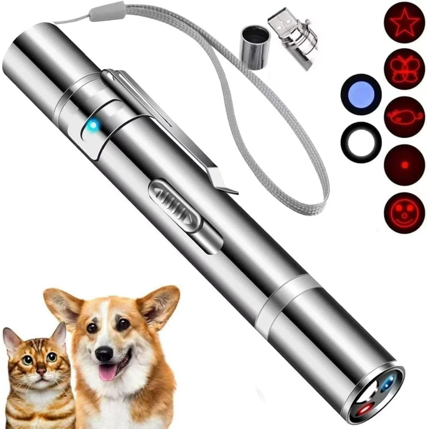 JANHER Laser Pointer, Cat Toys, Cat Laser Toy Pointer with 5 Adjustable Patterns, Dog Laser Toy, USB Recharge Laser, Long Range and 3 Modes Training Chaser Interactive Toy - Medaid International