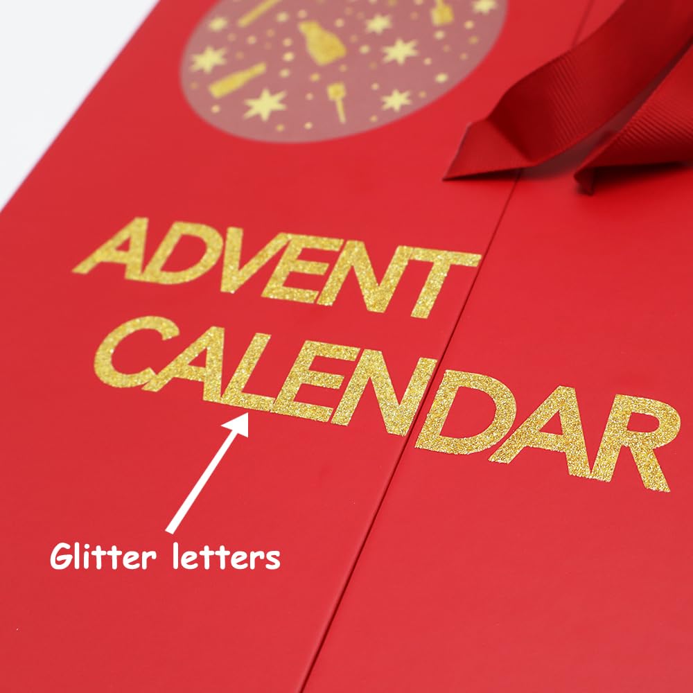 Empty 2025 24 Days Advent Calendar Large to Fill Cosmetics, Makeup, Perfume Packaging Paper Box, Valentin's Day EID Ramadan Gifts Cardboard (Red) - Medaid International