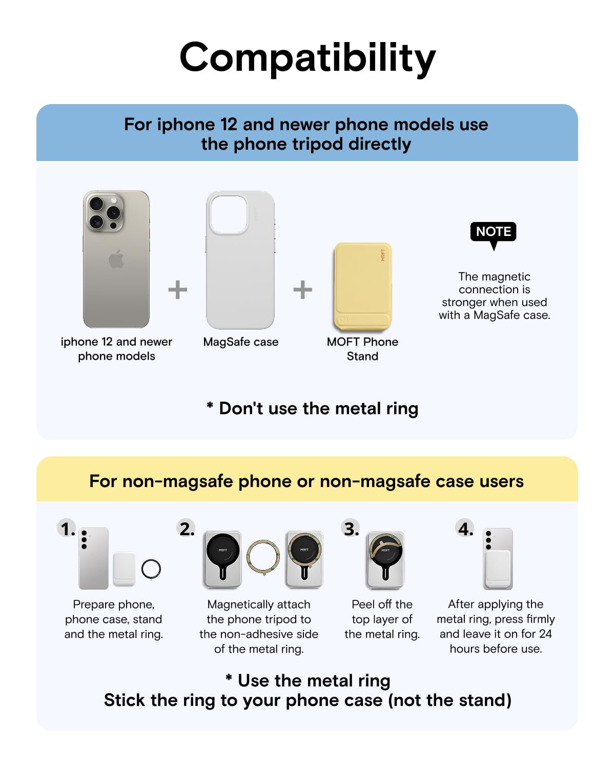 MOFT Phone Tripod Stand Selfie Stick for iPhone, Multi-Angles iPhone Stand, Lightweight & Portable Phone Holder, Strong Magnets, MOVAS Vegan Leather, Travel Essentials, Panna Cotta (Without Card Slot) - Medaid International