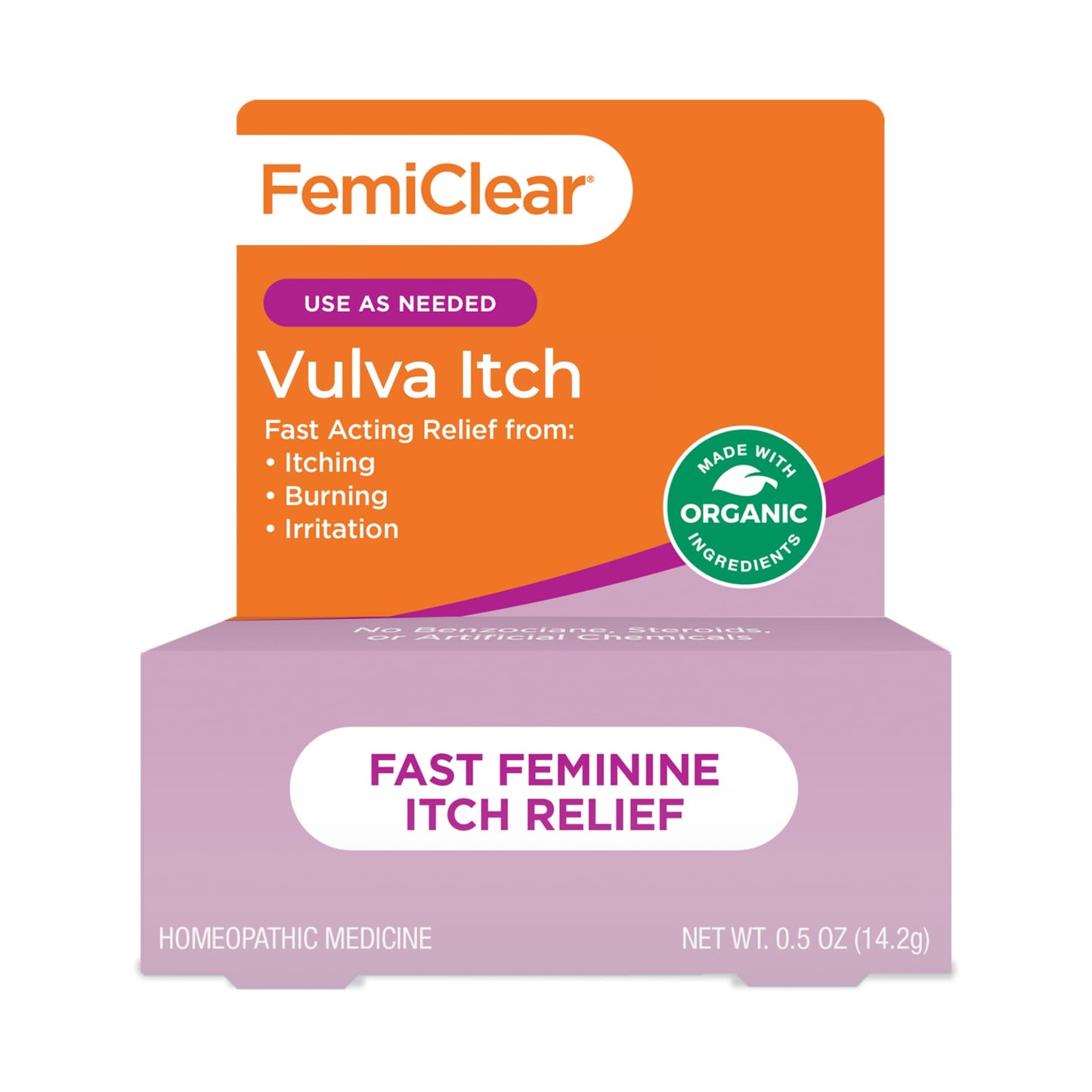 FemiClear Vaginal Itch Relief | Fast Feminine Itch Relief | Made with All-Natural & Organic Ingredients | Feminine Hygiene Products | Vaginal Health | Relieve External Itch | 0.5oz Tube - Medaid International