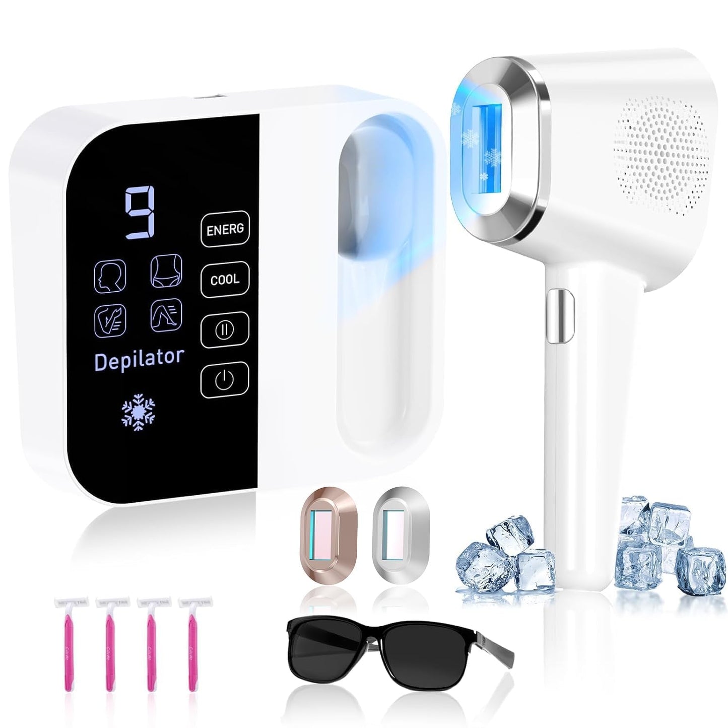 OPT Laser Hair Removal For Women And Men, At-Home Laser Hair Removal with Ice Cooling,IPL Laser Hair Removel with 999999 Flashes, Hair Removal Device for Face Leg Armpit Arm Bikini Line, Max 25J - Medaid International