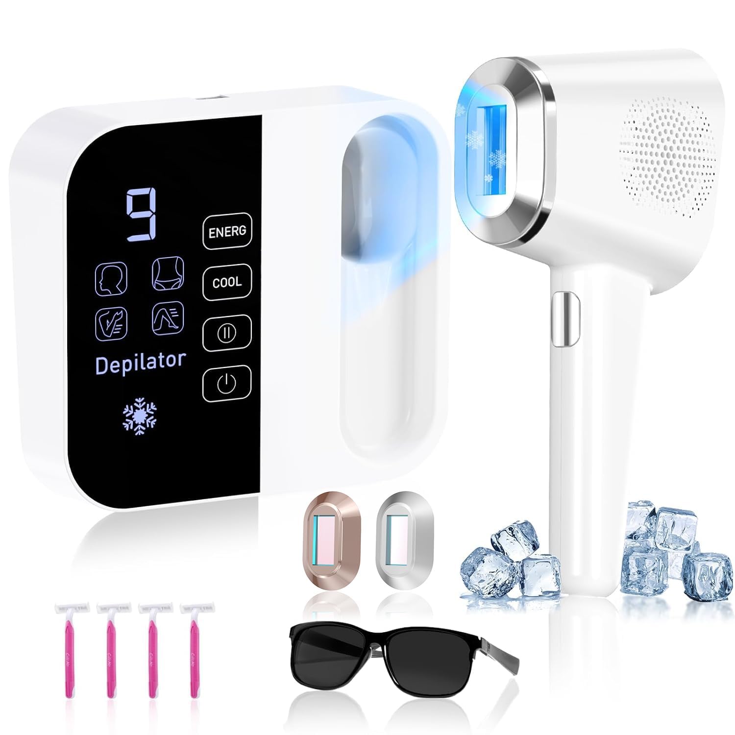 OPT Laser Hair Removal For Women And Men, At-Home Laser Hair Removal with Ice Cooling,IPL Laser Hair Removel with 999999 Flashes, Hair Removal Device for Face Leg Armpit Arm Bikini Line, Max 25J - Medaid International