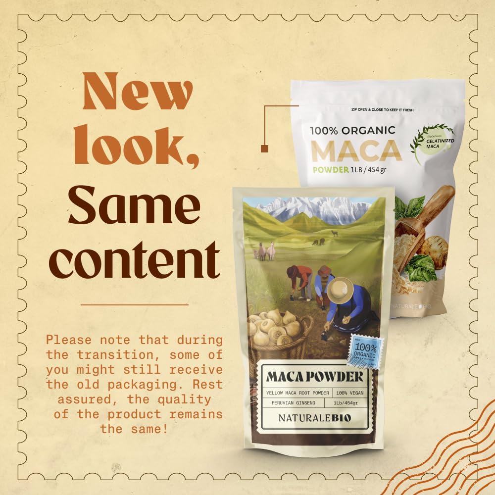 NaturaleBio Maca Powder Organic 8 oz. Peruvian, Natural and Pure, from Organic Maca Root. Vegetarian and Vegan Friendly - Gelatinized. Gelatinized for Enhanced Bioavailability. Ideal for Smoothie. - Medaid International