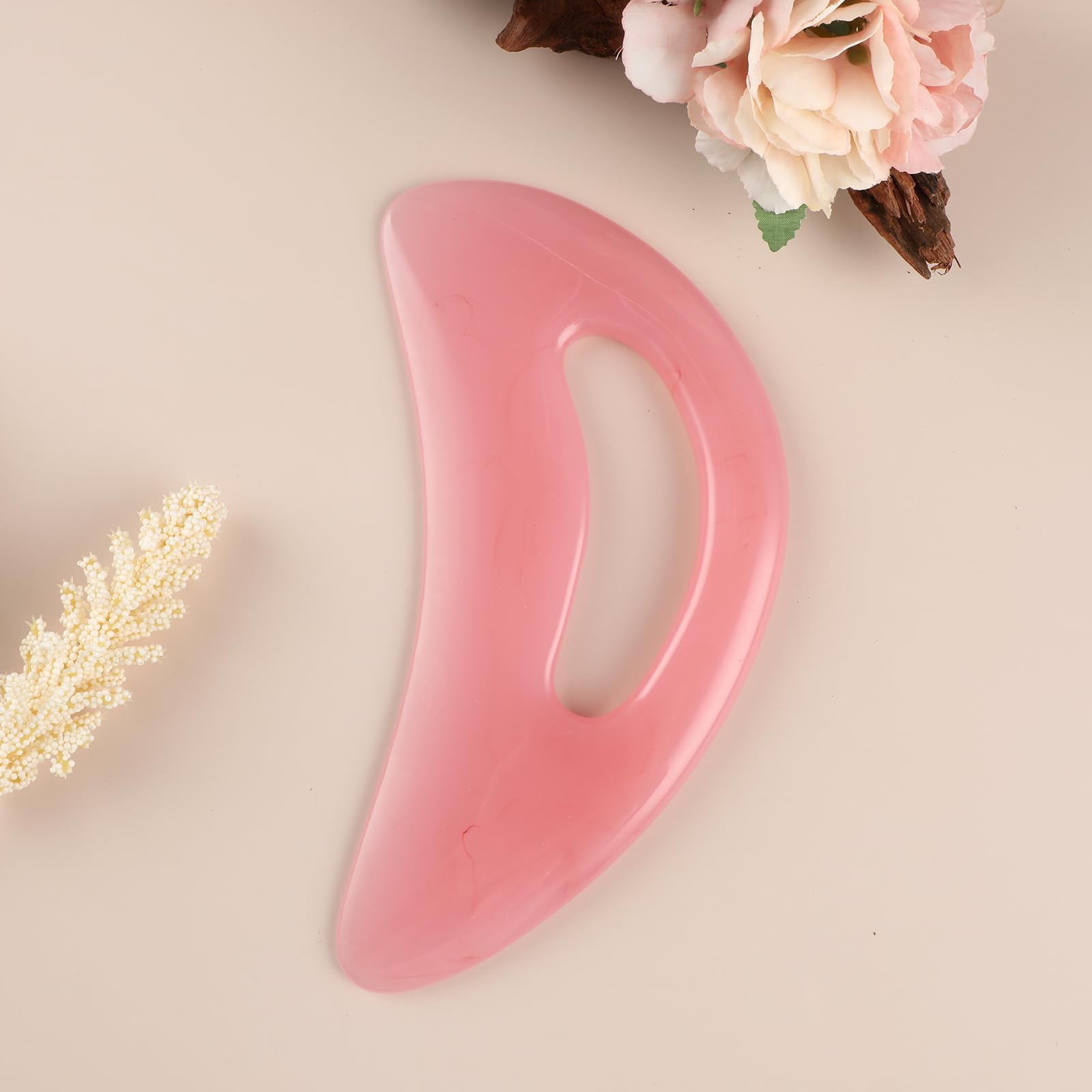 YUXIANLB Gua Sha Massage Tool with Handle, Resin Massage Tool Lymphatic Drainage Massager, Large Guasha Scraping Tool for Back Neck Leg Face, Body Gua Sha Tools for Women, Men (Pink) - Medaid International