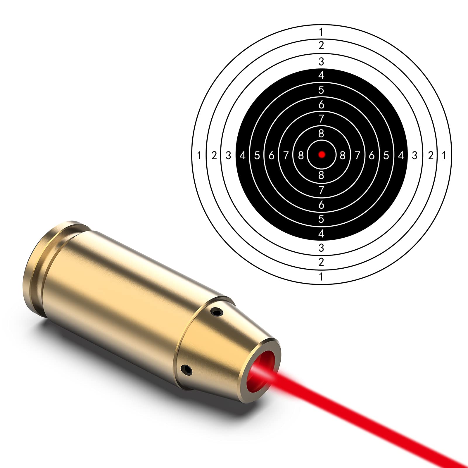 Feyachi Bore Sight 9mm Red Dot Laser Zeroing Bore Sighter Pistol Laser Boresighter with 3 Sets of 0.29 * 0.39 * 1 in, 9MM - Medaid International