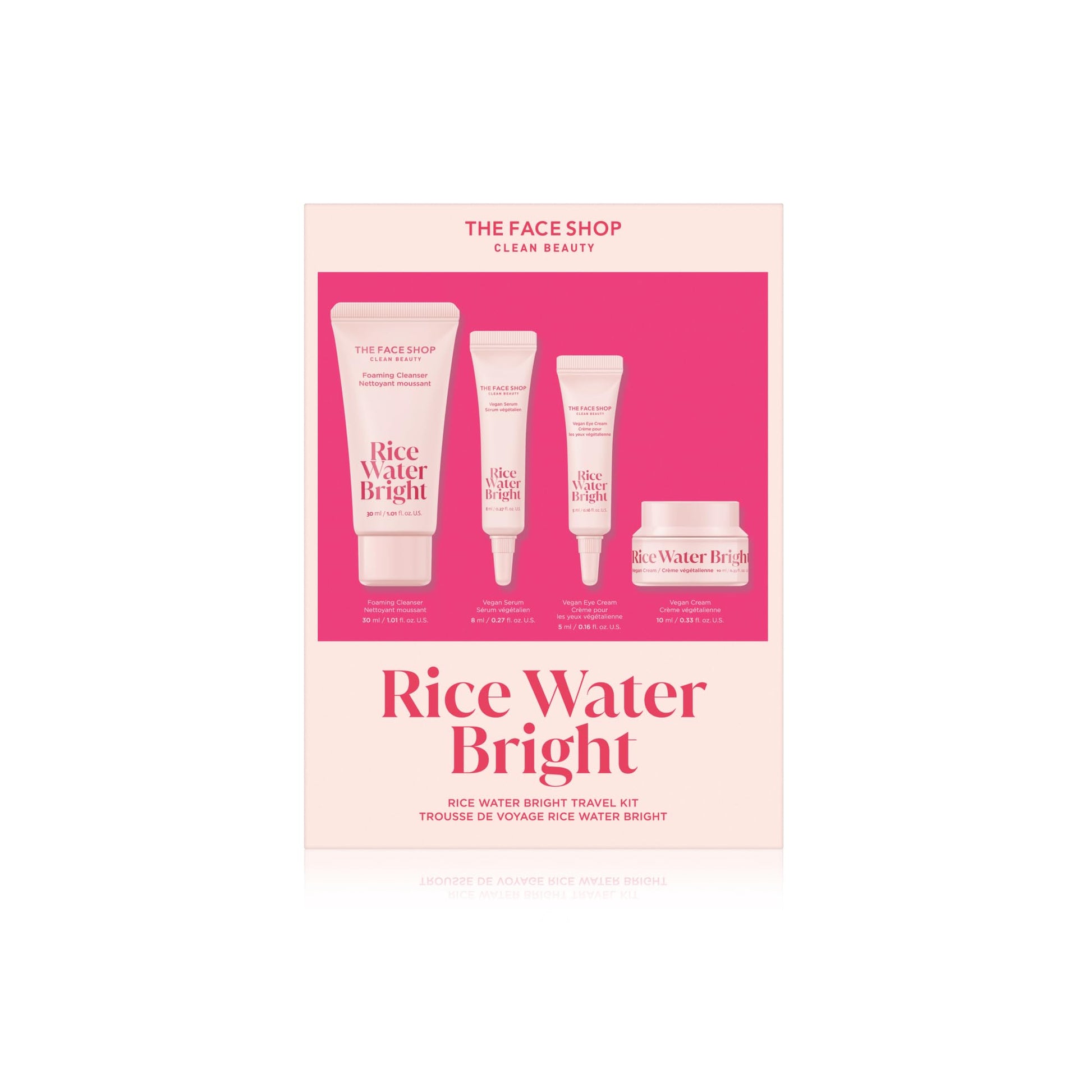 The Face Shop Rice Water Bright Travel Kit, Korean Skin Care Set with Ceramide, Gift Set - Gentle Face Wash & Vegan Skin Care (Serum, Cream, Eye Cream), Hydrating for Dry Skin, Daily Face Moisturizer - Medaid International