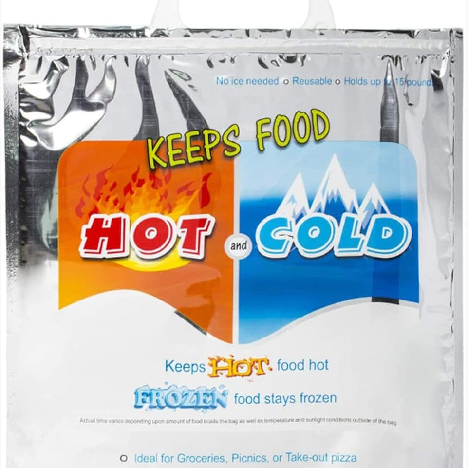 N.HOUSE Keeps Hot and Cold Bag, Reusable Insulated Bag Food Storage for Frozen Items & Hot Items Including Lunch Bags & Grocery Shopping Bags Reinforced Heavy Duty, Size 49x41cm, Silver, CB 3115 - Medaid International