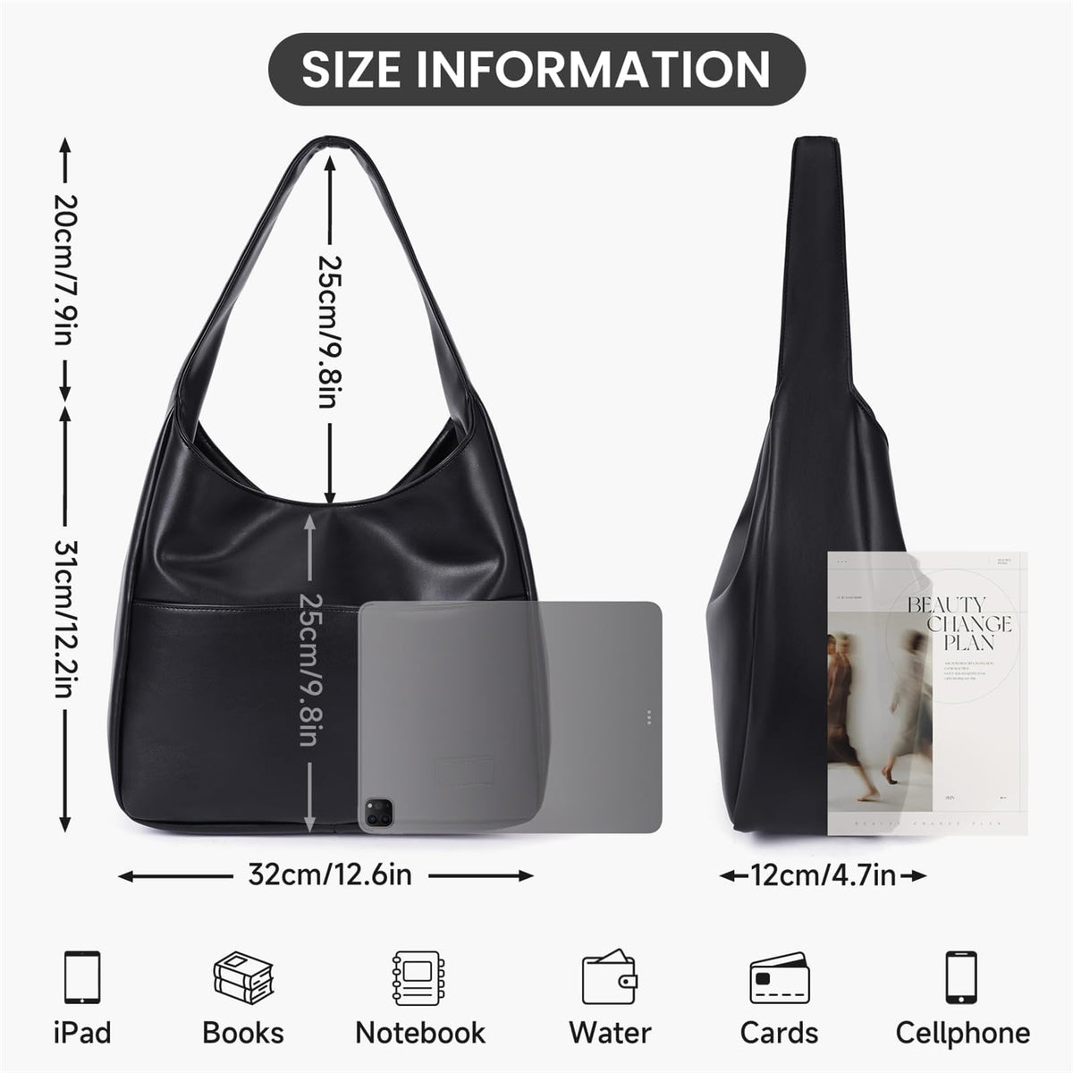 TERRIFI Faux Leather Tote Bag for Women - Elegant Shoulder Bag, Ideal for College, Work, Leather Handbag, Stylish Purse