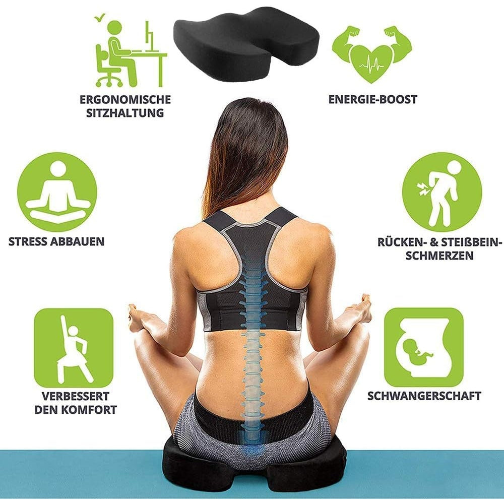 Seat Cushion for Office Chair,Memory Foam Non-Slip Desk Chair Cushion Back, Coccyx, Sciatica, Tailbone Pain Relief Butt Pillow for Office Chair, Car Wheelchair (Black) Car Seat Cushion, Non-Slip & Chair Pad, Memory Foam Butt Pillow for Computer Desk - Medaid International