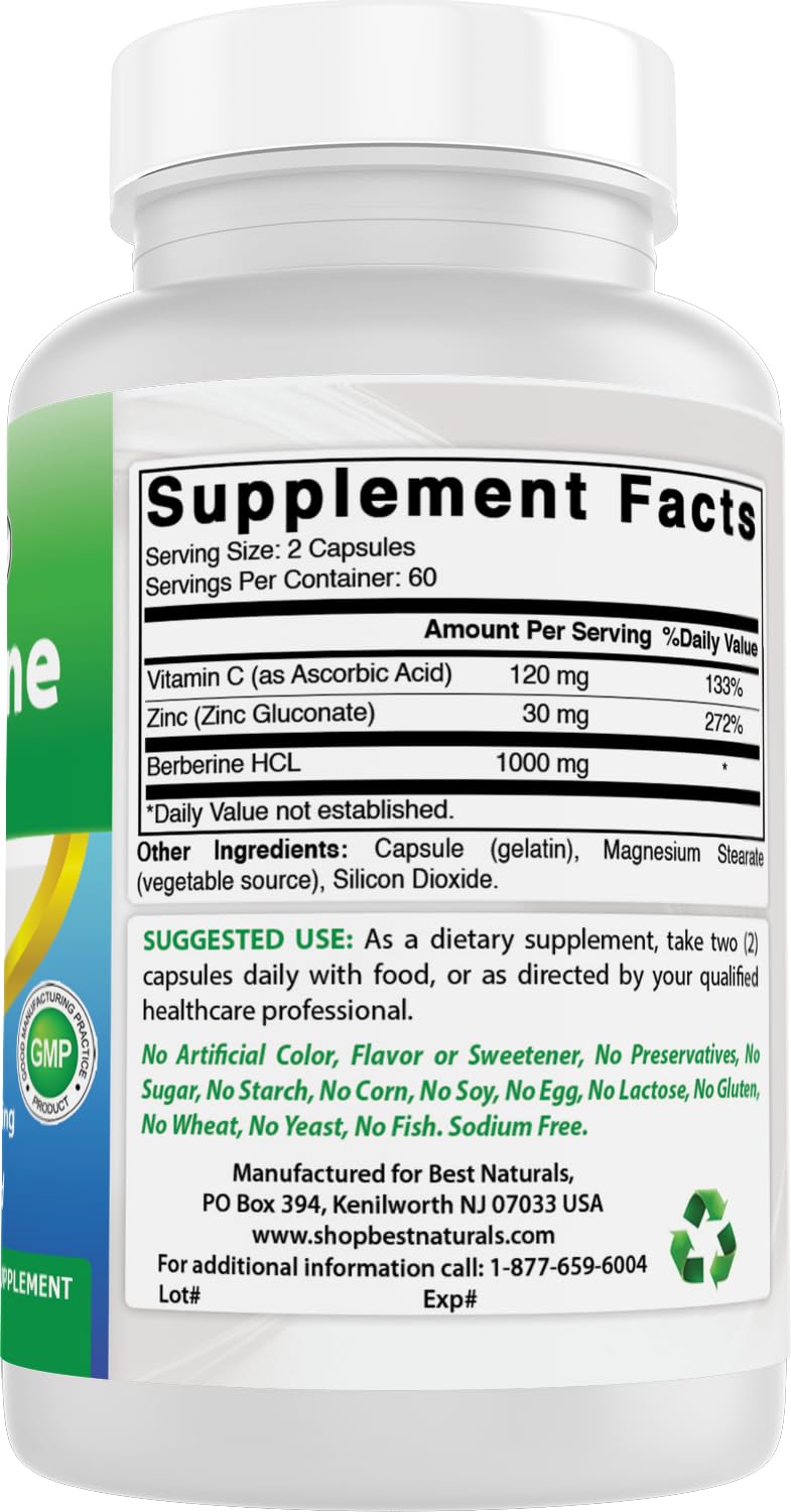Best Naturals Berberine Plus 1000 mg/Serving 120 Capsules (120 Count (Pack of 2)) - Medaid International