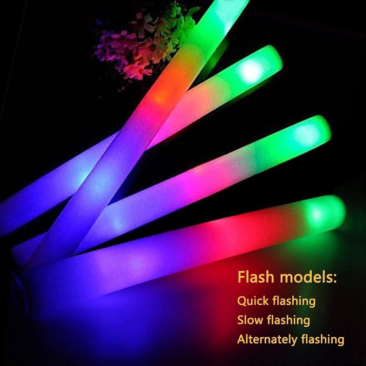 16 PCS Foam Glow Sticks Bulk,Glow in The Dark Party Supplies,3 Modes Flashing LED Light Sticks Glow in The Dark Party Supplies Light Up Toys for Parties