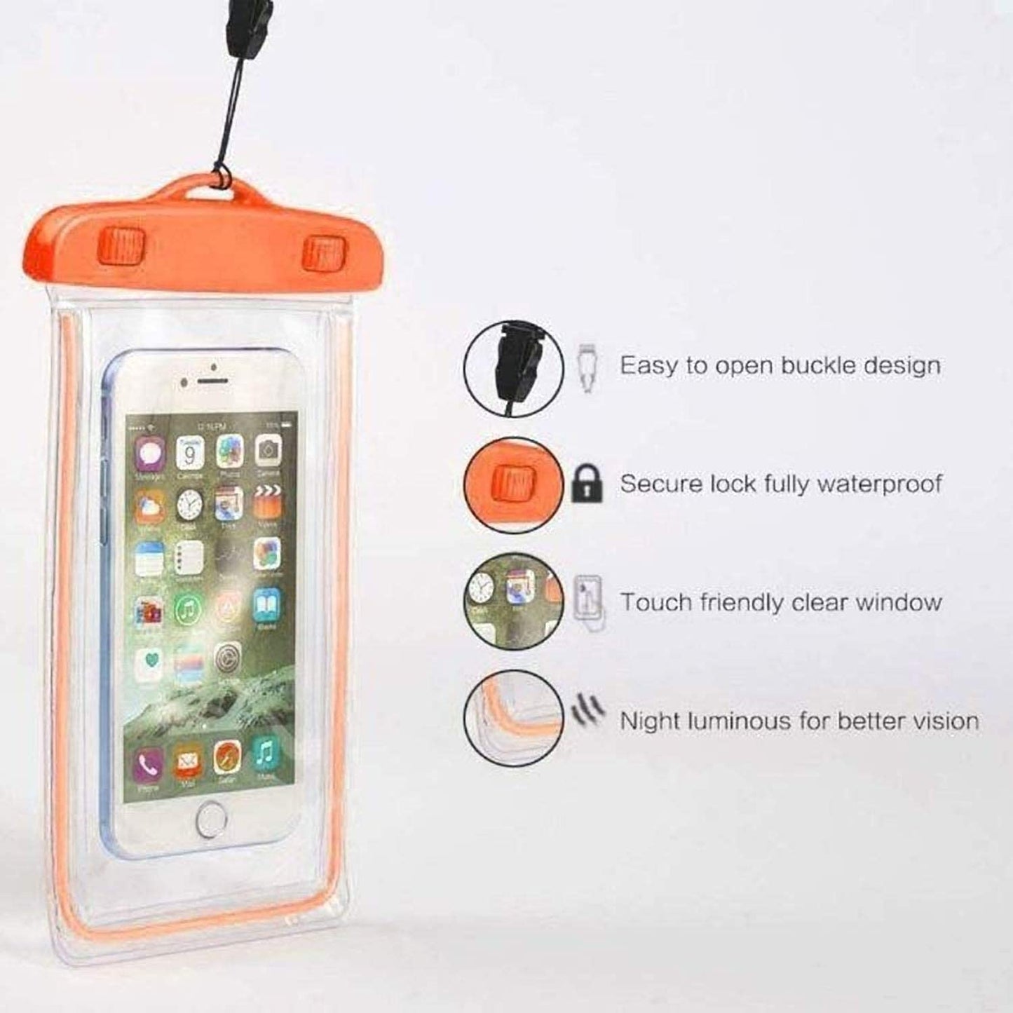 (NET ) Dry Bag Waterproof Pouch 7 inch Combo Case Cover Dust Proof Touch Sensitive Compatible For Rain Rainy Swimming Cycling Cellphone Mobile Bike Underwater