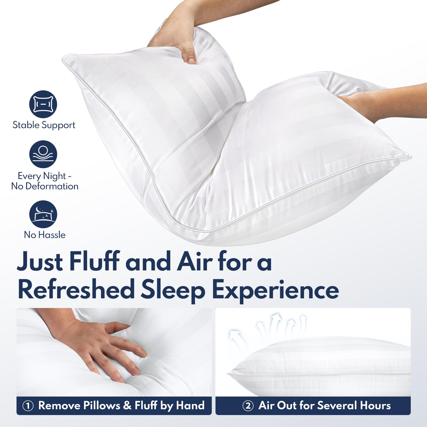 DIORIS Pillows Queen Size Set of 2 - Luxury Hotel Collection Bed Pillows for Sleeping, Supportive Side Sleeper Pillow, Fluffy Down Alternative Microfiber Filled for Back, Stomach Sleepers - Medaid International