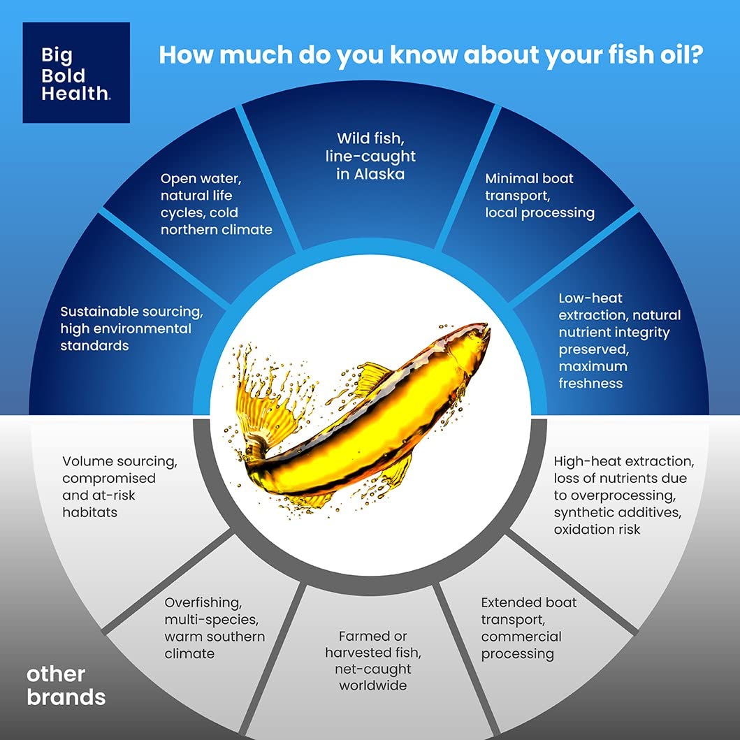 BIG BOLD HEALTH Omega-3 Rejuvenate Wild Alaskan Fish Oil Supplement with PRMs ⎹ EPA, DHA, & DPA Fatty Acids ⎹ Vitamins A and D to Support Immune Balance & Brain Wellness (120 Softgels) - Medaid International