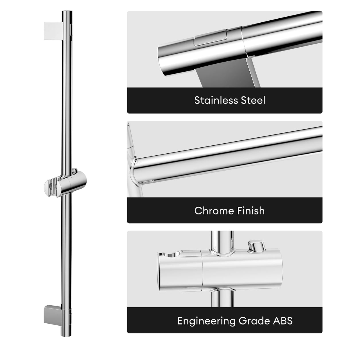 JOMOO Shower Riser Rail, Wall Mounted Shower Rail Adjustable Shower Head Holder, Shower Holder Bracket, Chrome