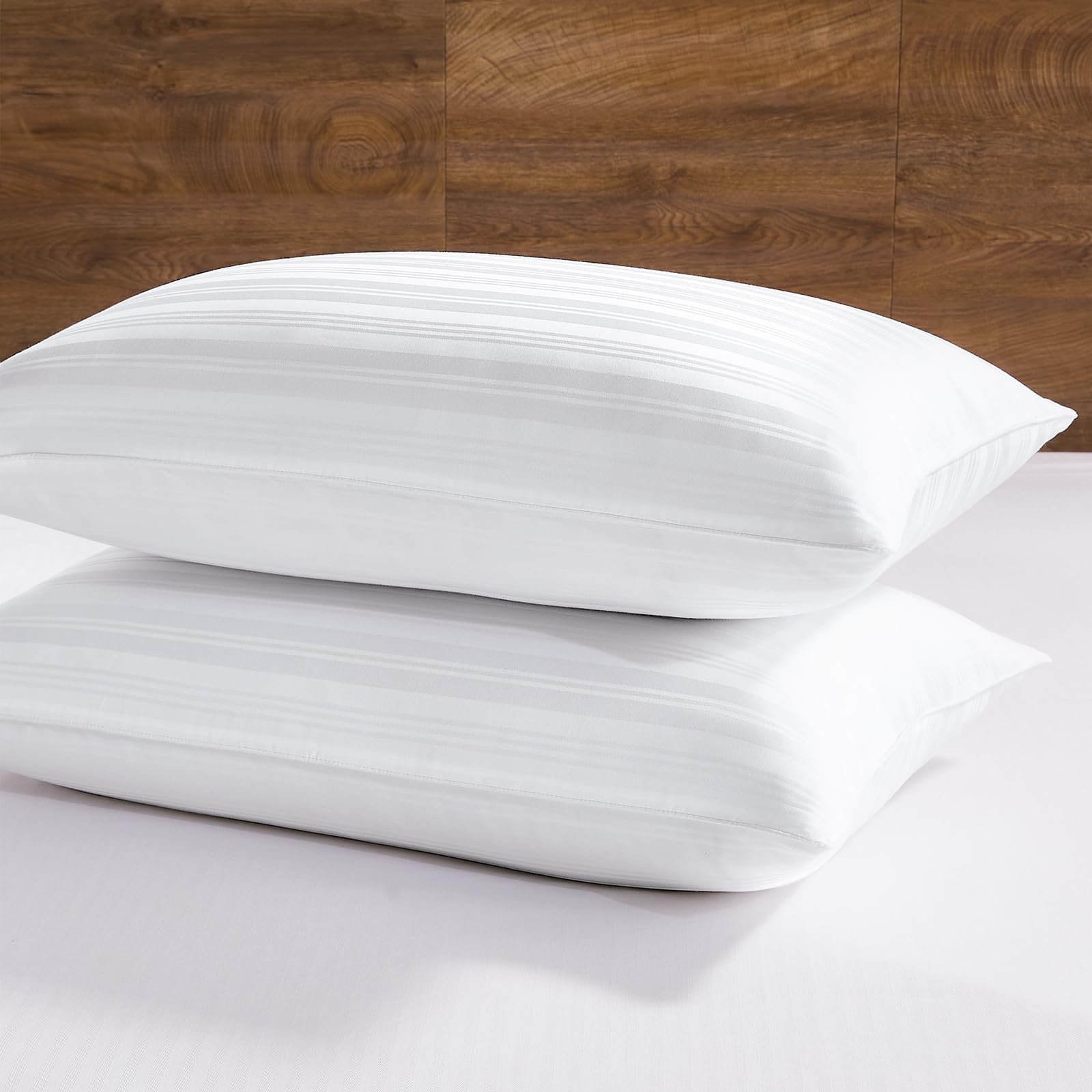 downluxe Goose Feather and Down Pillows - Hotel Collection Feather Pillows Set of 2 for Back, Stomach or Side Sleepers, Queen Size (20"x28") - Medaid International