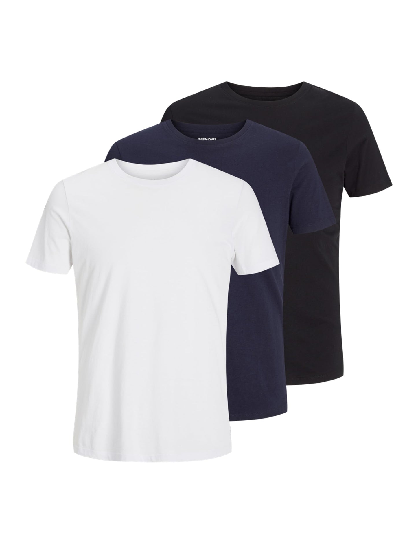 Jack & Jones Men's Organic Basic 3 Pack T-Shirt - Black/Navy/White - XL - Medaid International