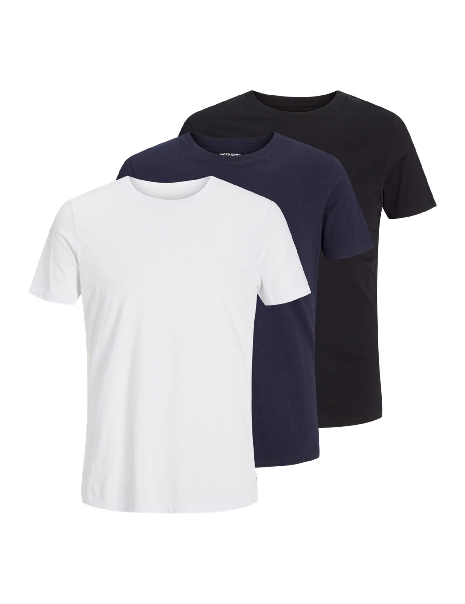 Jack & Jones Men's Organic Basic 3 Pack T-Shirt - Black/Navy/White - XL - Medaid International