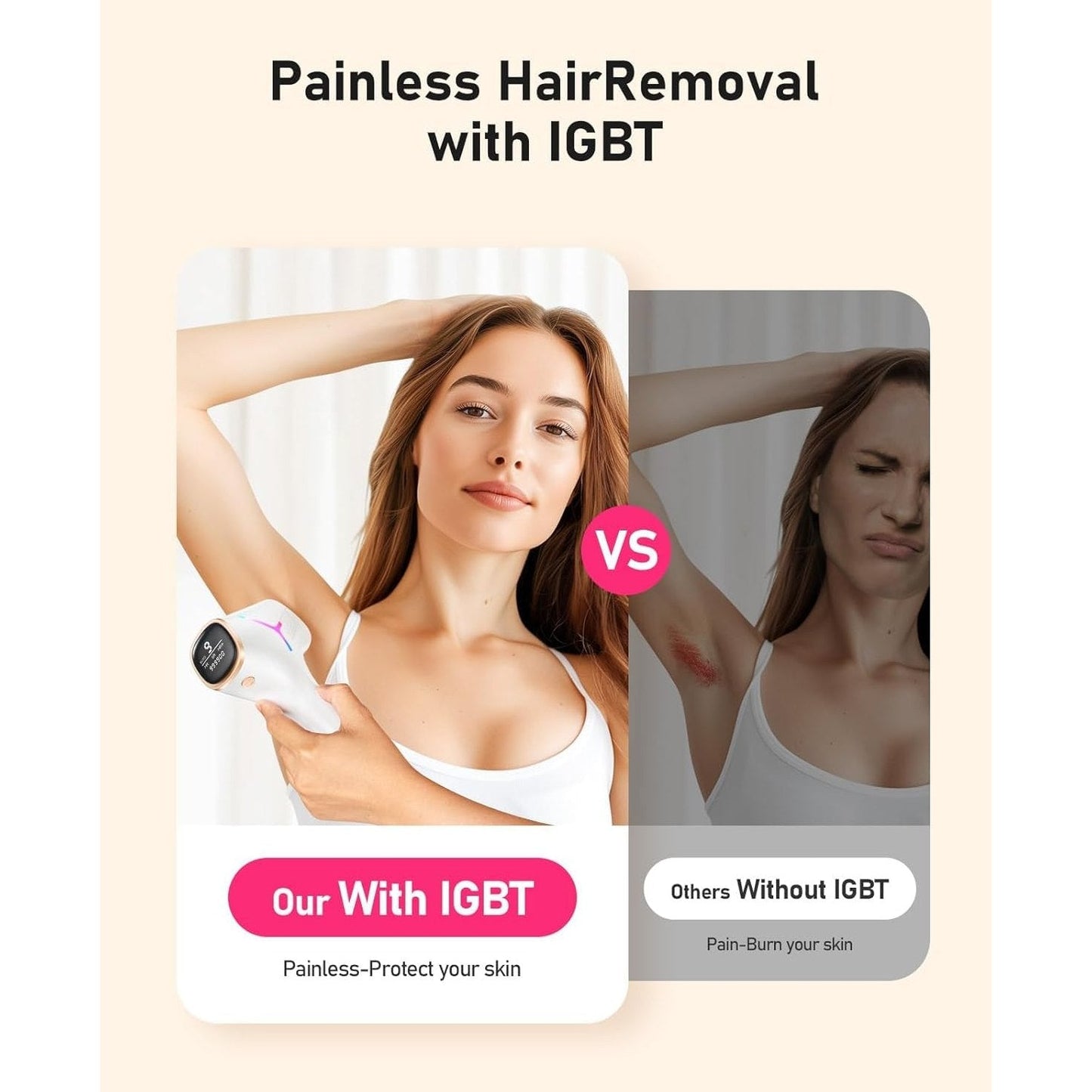 LYSMOSKI Laser Hair Removal for Women and Men, At-Home IPL Hair Removal Device with 5.2 cm² Treatment Window, Nearly Painless, Visible Results in 2 Weeks, Full Body Treatment in 8 Minutes - Medaid International