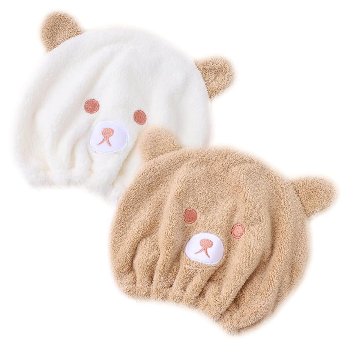 TERRIFI Kid's Hair Drying Wrap Hat, 2 Pcs Cute Absorbent Soft Microfiber Quick Dry Hair Turban Towels for Girls Kids, Quick Drying Bath Cap