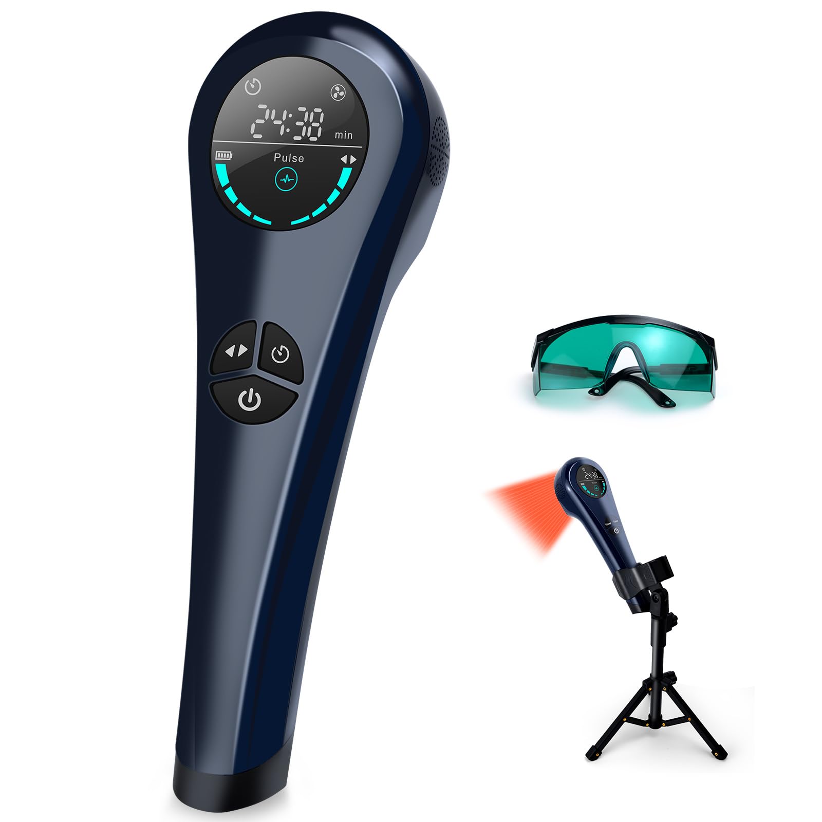 YUECH Cold Laser Therapy Device, Portable Handheld Red Light Therapy for Joint and Muscle Pain Relief, Wound Healing, Dual Wavelenghth (4x808nm+14x650nm) with Adjustable Timer and Intensity - Medaid International
