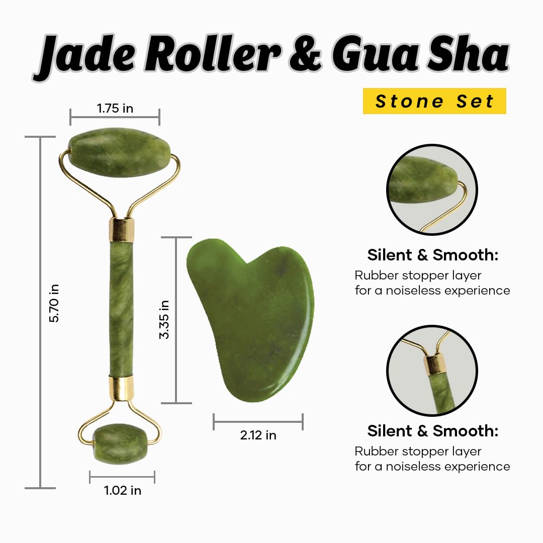 Saturn by GHC Facial Massager Jade Roller & Gua Sha Tool Natural Himalayan Stone for Face & Neck - Medaid International