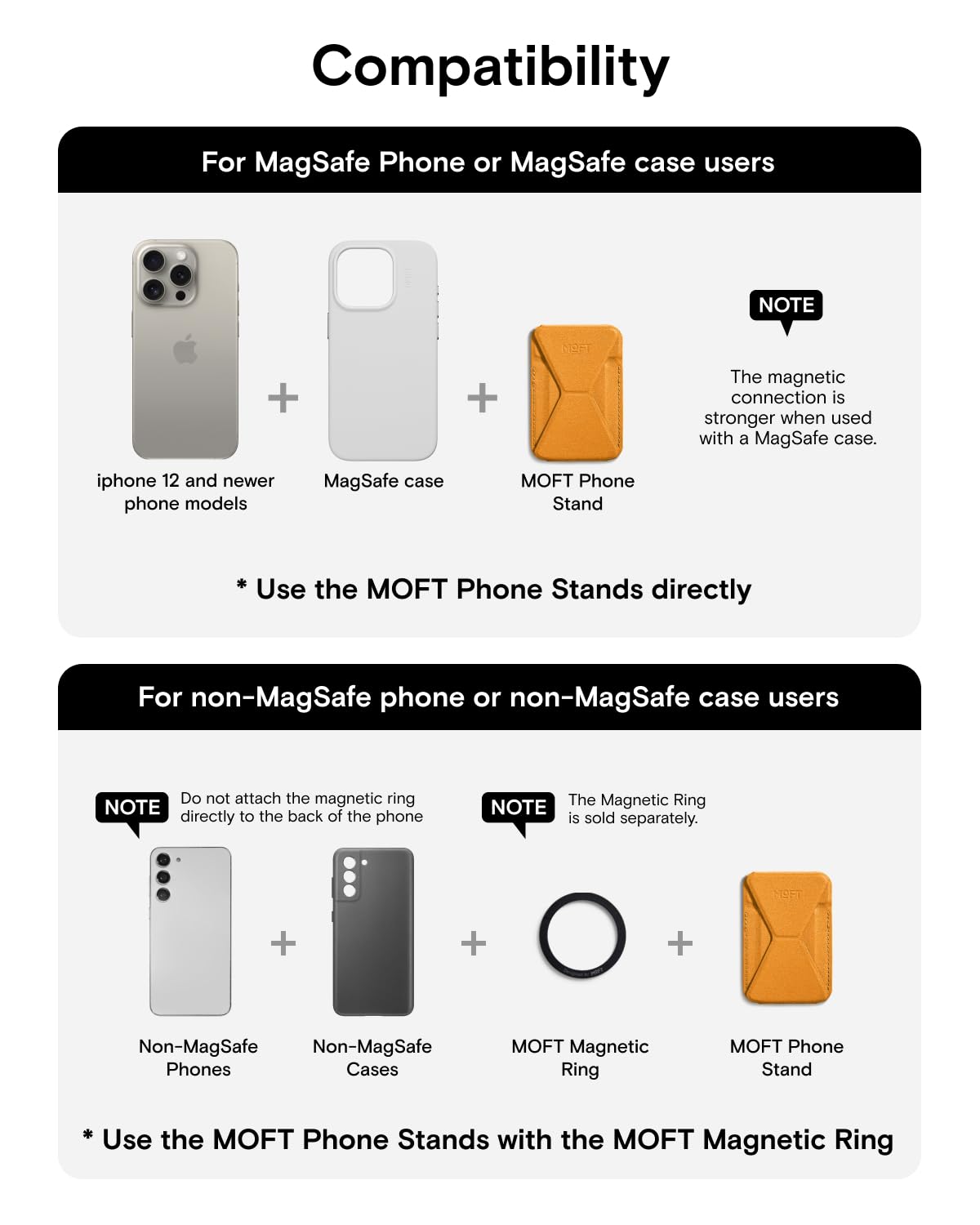 MOFT Magnetic Wallet Stand Compatible with iPhone 17/16/15/14/13/12 Series, Angle Adjustment & Magsafe Compatible MOVAS Phone Stand,Orange - Medaid International