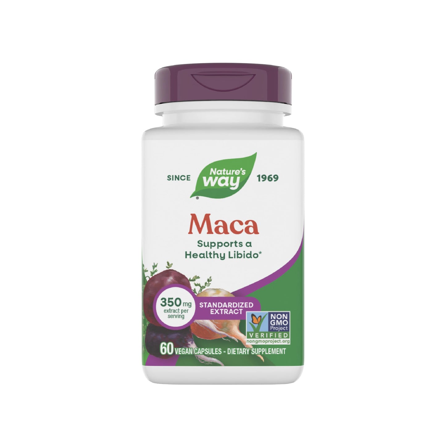 Nature's Way Maca Standardized Extract, Supports a Healthy Libido*, Standardized to 0.6% Glucosinolates, Non-GMO Project Verified, 60 Vegan Capsules (Packaging May Vary) - Medaid International