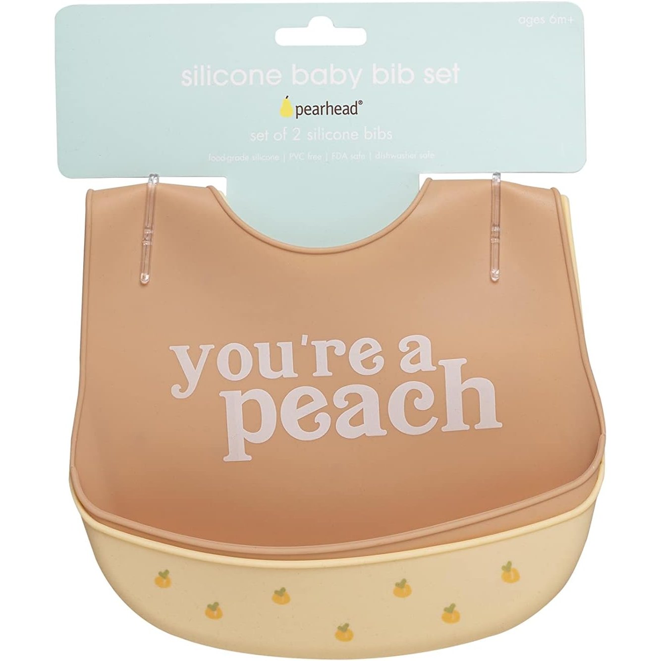 Pearhead - Silicone Bib Set Of 2 - You're A Peach
