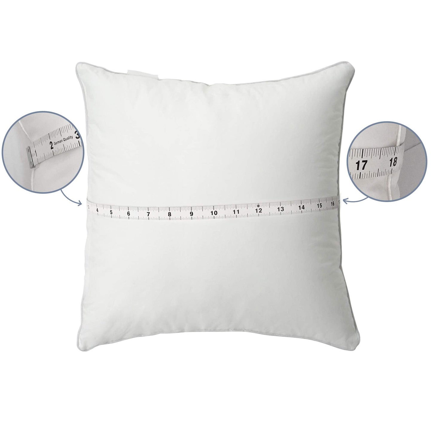 Leeden 18 x 18 Pillow Inserts (Set of 2) - Throw Pillow Inserts with 100% Cotton Cover - 18 Inch Square Decorative Pillows for Sofa, Couch, Bed and Home Decor - Medaid International