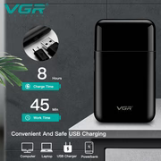 VGR V390 Ultra-Thin Electric Shaver & Beard Trimmer – Rechargeable Razor with USB