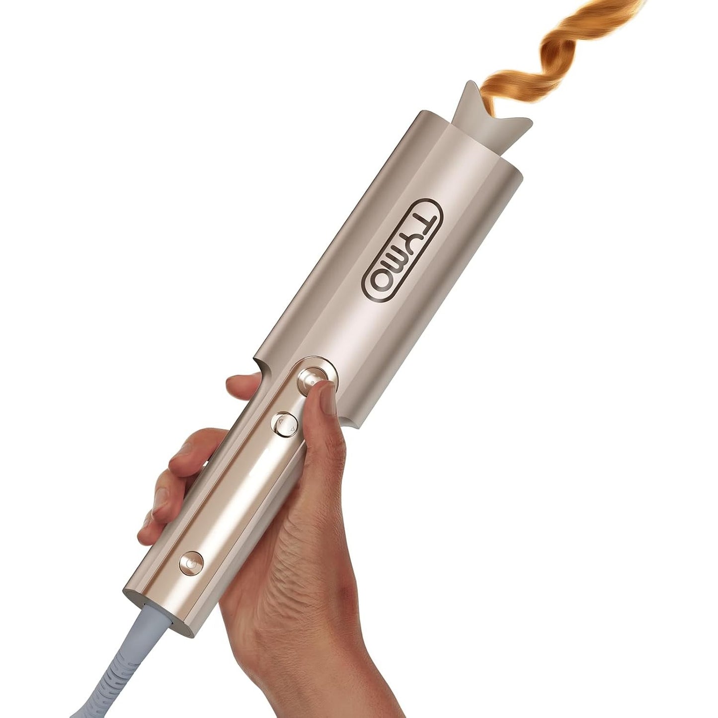 Upgraded Automatic Rotating Curling Iron 25mm - TYMO CurlPro Plus Long Barrel Curling Wand for Long Hair, Ceramic Hair Curler for Women, Anti-Scald, Tangle-Free, 600M Ionic, Dual Voltage, Gold