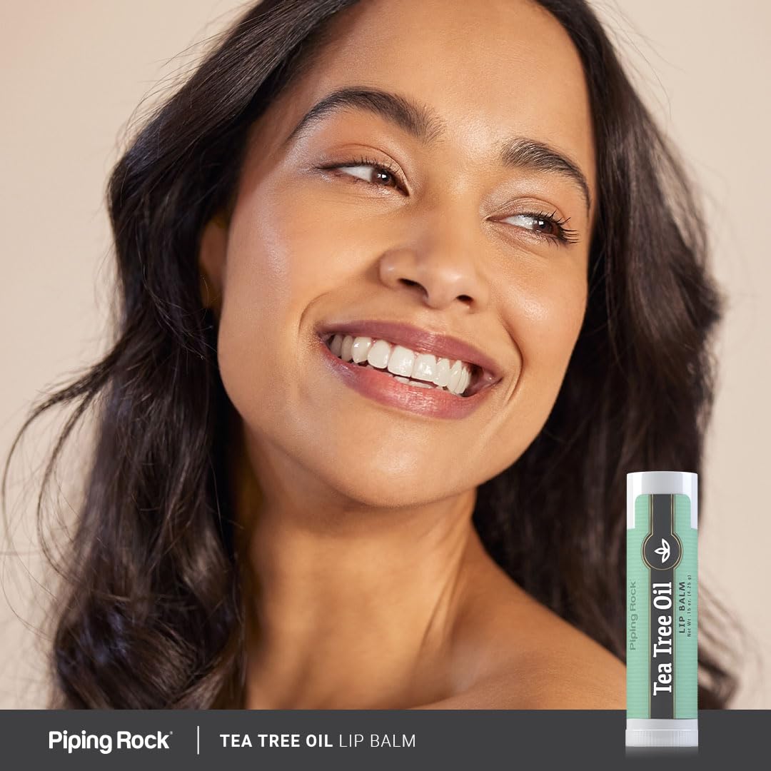 Piping Rock Tea Tree Oil Lip Balm | 0.15 oz | Moisturizing and Soothing | Non GMO, Gluten Free (Pack of 2) - Medaid International
