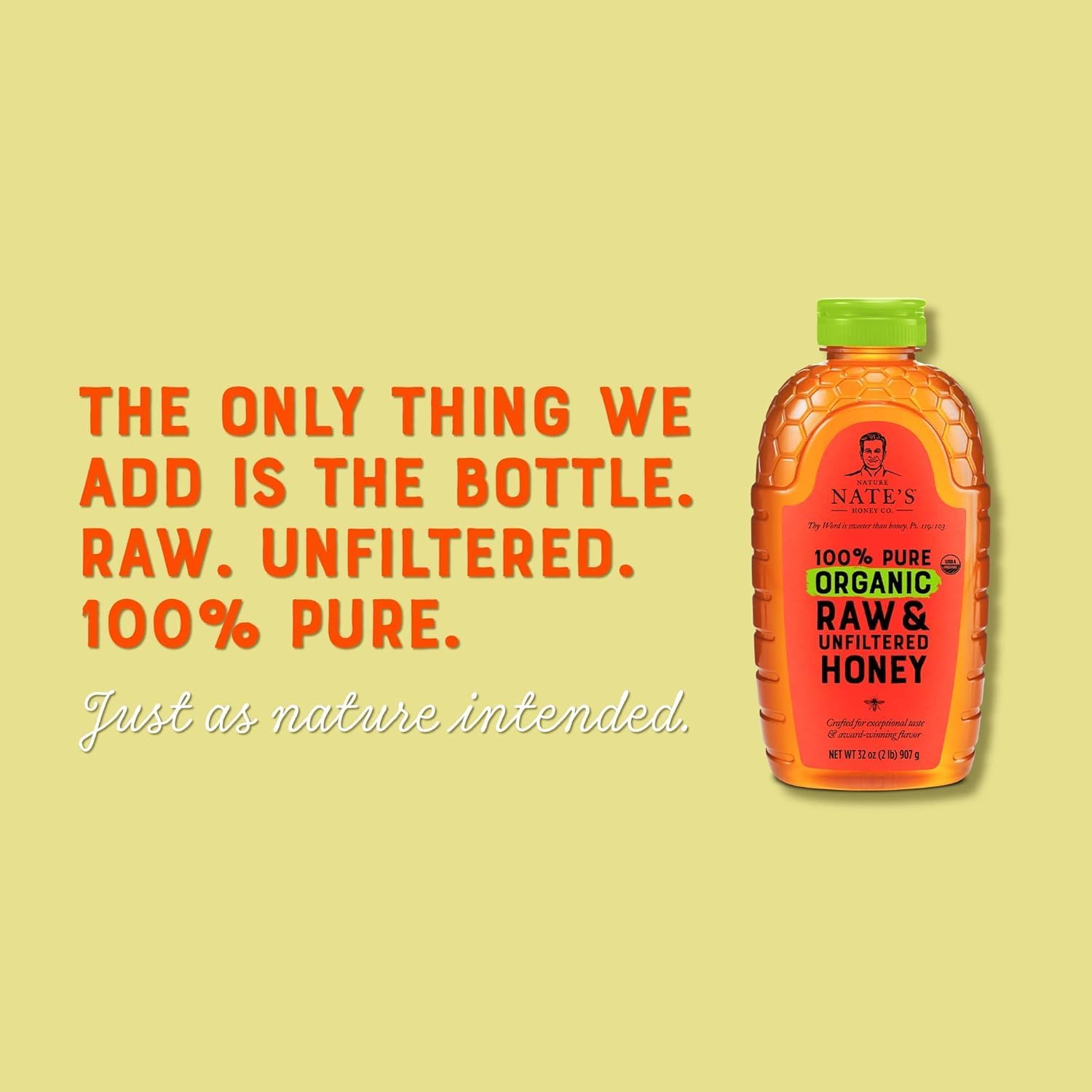 Nate's Organic 100% Pure, Raw & Unfiltered Honey - USDA Certified Organic - 32oz. Squeeze Bottle - Medaid International