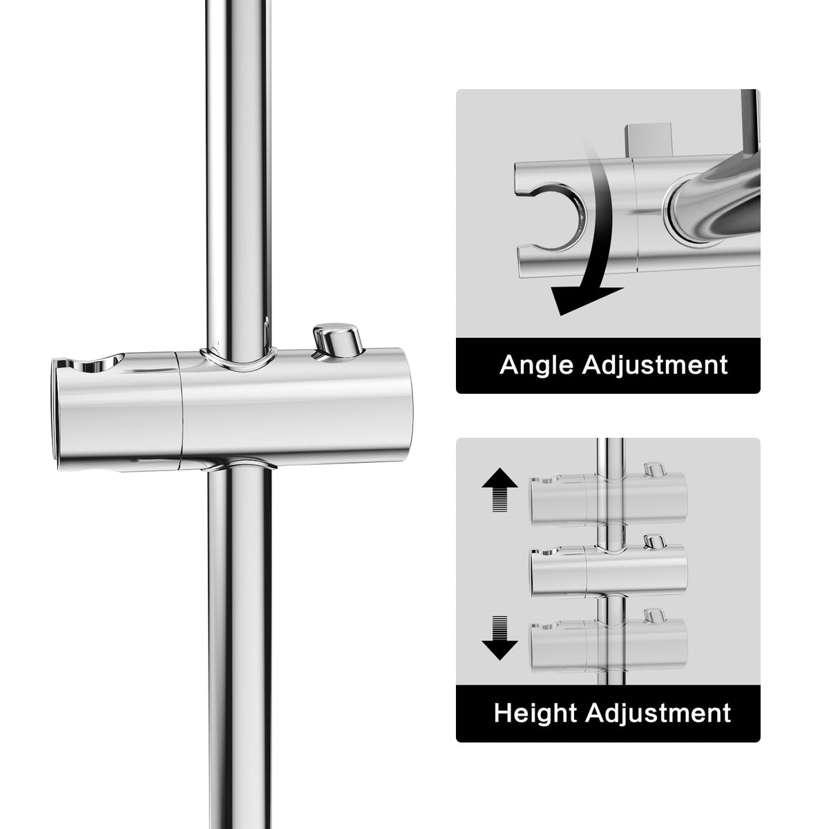 JOMOO Shower Riser Rail, Wall Mounted Shower Rail Adjustable Shower Head Holder, Shower Holder Bracket, Chrome