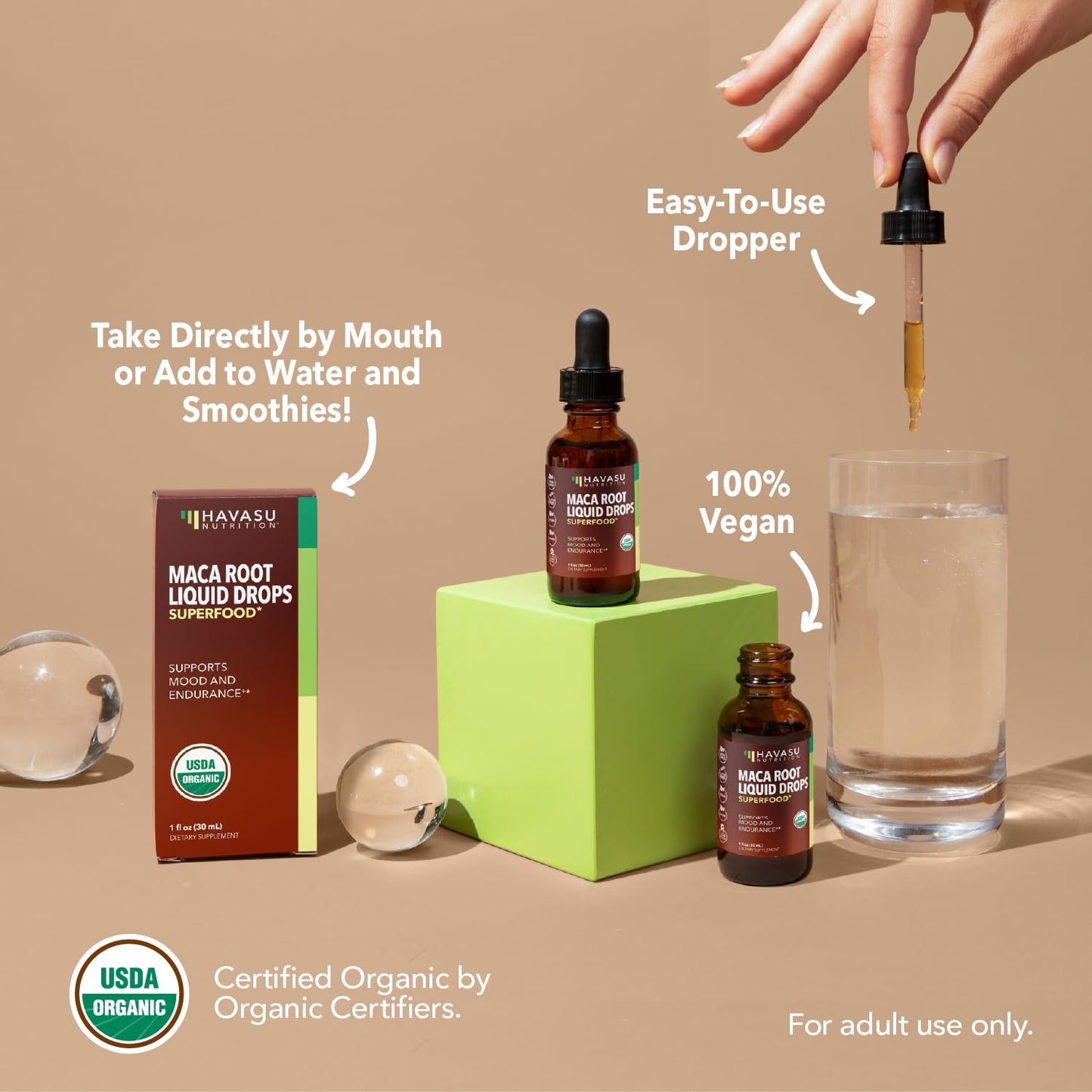Organic Maca Root Liquid Drops - Supports Hormone Balance, Mood, and Energy in Women and Men - Lepidium Meyenii to Support Performance and Vitality - Non-GMO, Vegan, Unflavored - 60 Servings - Medaid International