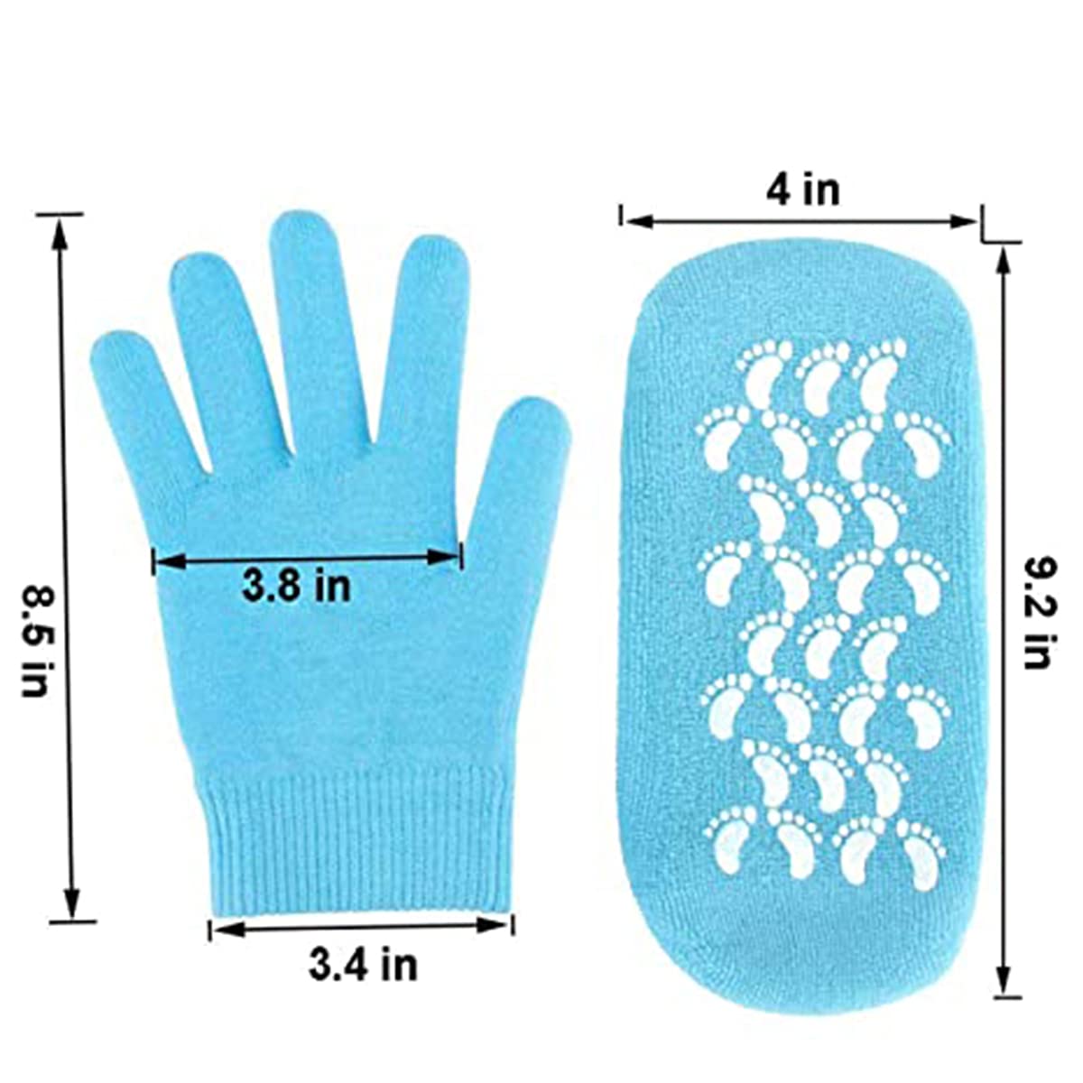 KASTWAVE Moisturizing Socks and Gloves Set Soft Cotton with Thermoplastic Gel Repair and Heal Eczema Cracked Dry Skin, Gel Lining Infused with Essential Oils and Vitamins, Large Size - Black (Style 1)