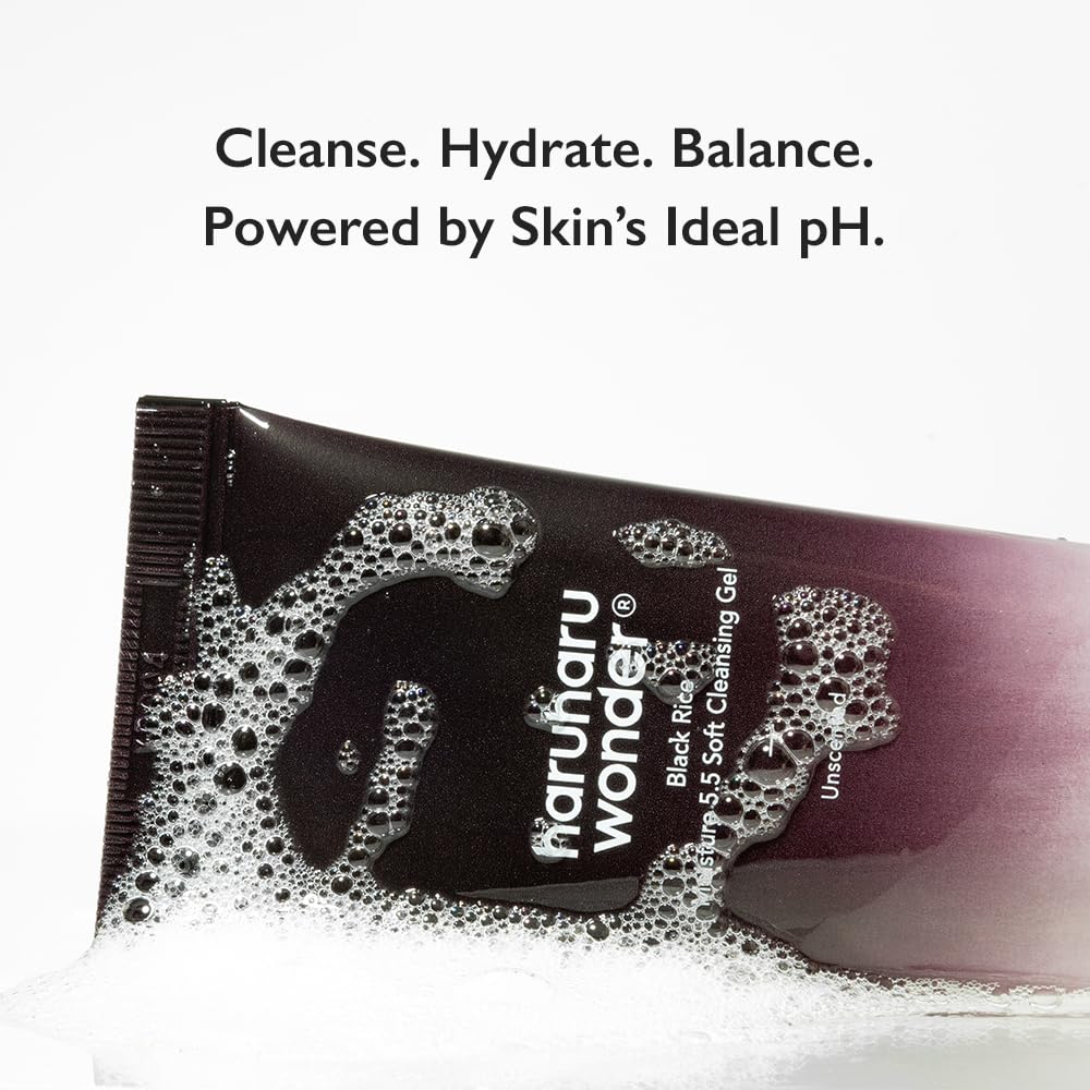 HARUHARU wonder Black Rice Moisture 5.5 Soft Cleansing Gel, Gentle Daily Cleanser, Low 5.5pH, Moisture Balance, Soap Free, For Sensitive Skin, Holiday Stocking Stuffer, Vegan, Cruelty-Free, 3.4 fl.oz - Medaid International
