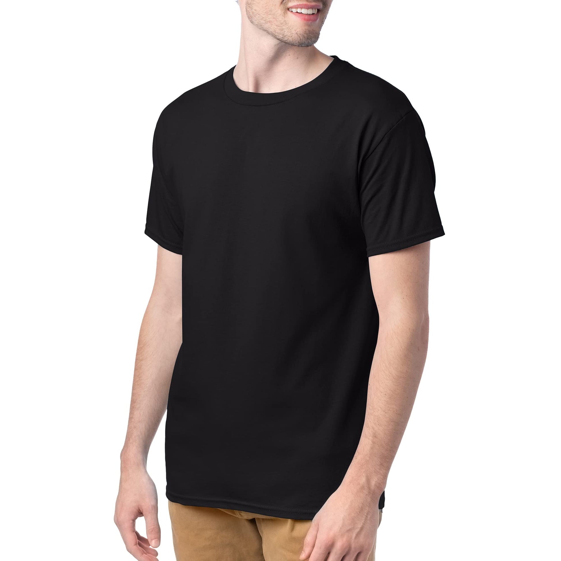 Hanes mens Essentials Short Sleeve T-shirt Value Pack (4-pack) athletic t shirts, Black, Large US - Medaid International