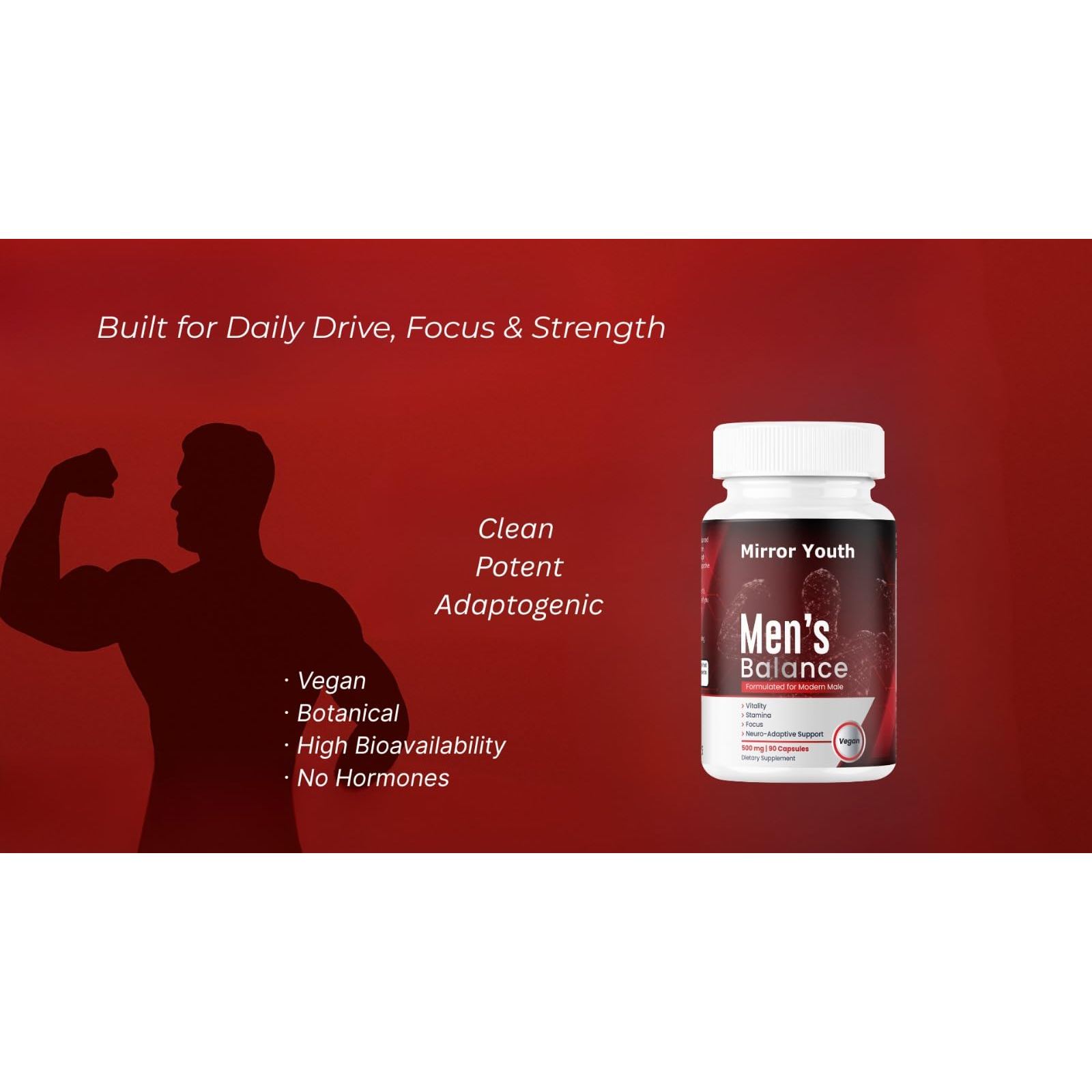 Mirror Youth Cistanche Tubulosa 400mg Men's Performance Supplement - Natural Vitality Energy Support with L-Citrulline, Black Maca, Ashwagandha, Pomegranate Herbal Complex - Medaid International