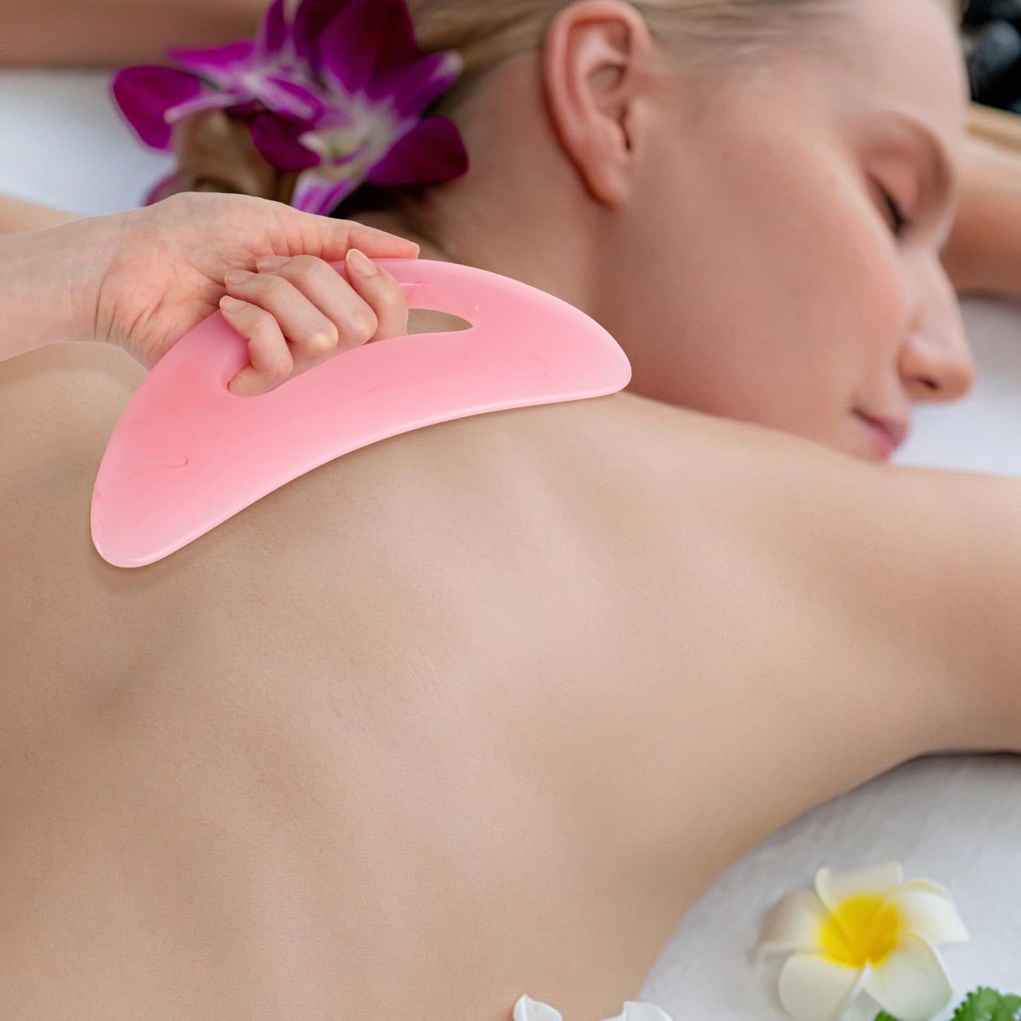 YUXIANLB Gua Sha Massage Tool with Handle, Resin Massage Tool Lymphatic Drainage Massager, Large Guasha Scraping Tool for Back Neck Leg Face, Body Gua Sha Tools for Women, Men (Pink) - Medaid International