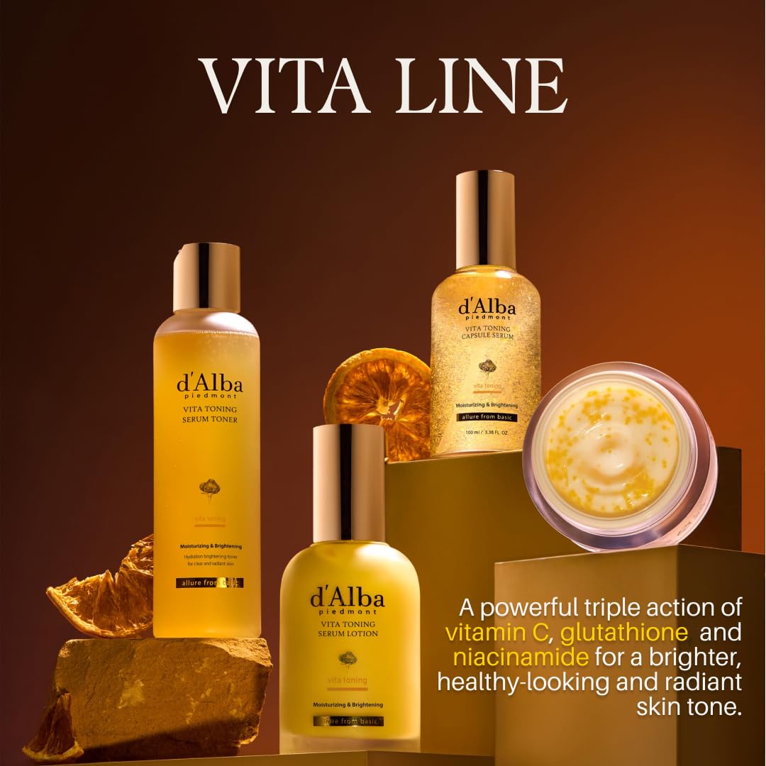 d'alba Piedmont Vita Toning capsule Cream, Deep Hydration Face Moisturizer, Glass Skin with Vita-Cera Oil Capsules, Deep Hydration Face Moisturizer (1.94 oz.) - Medaid International